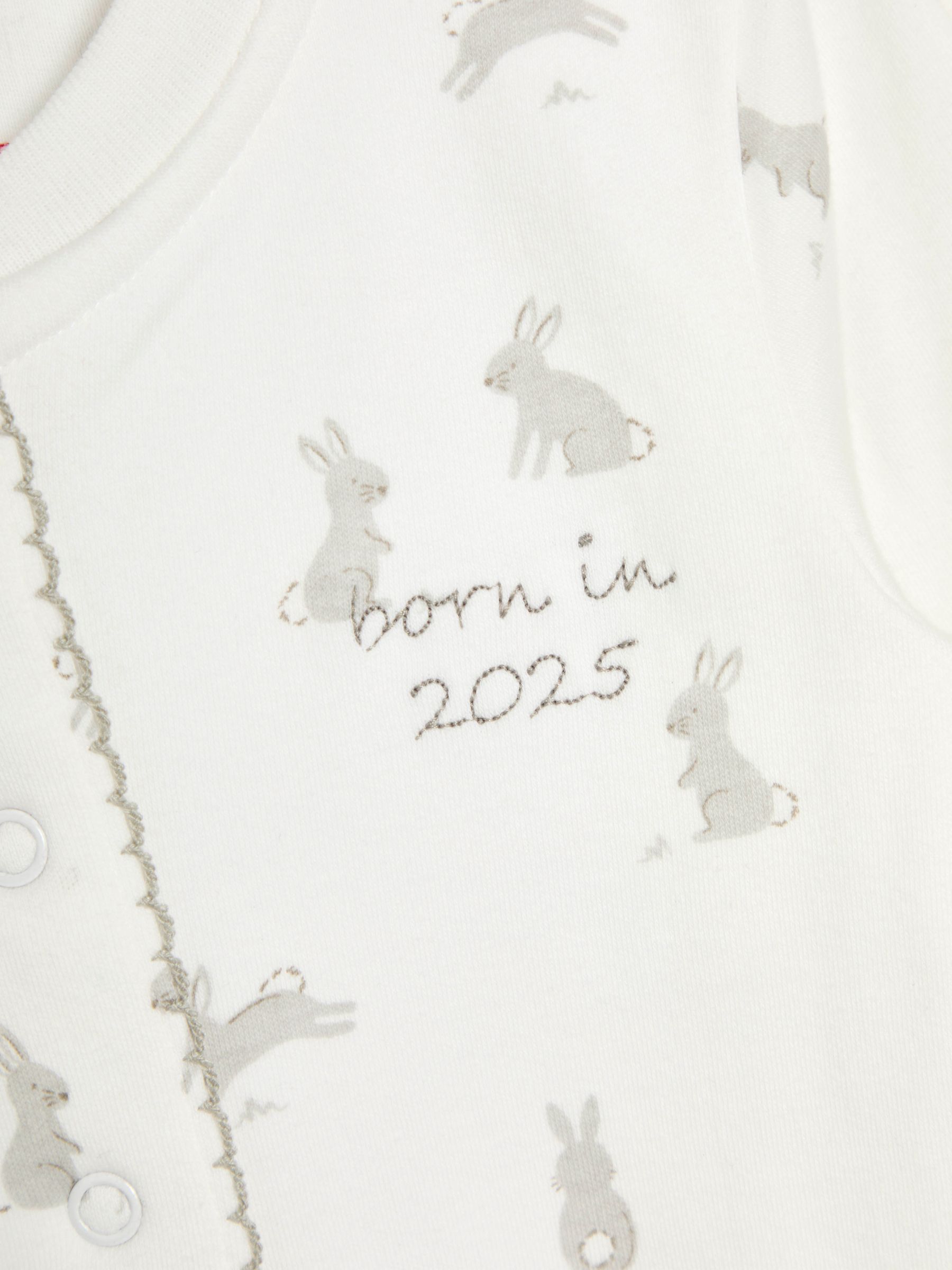 White Born In 2025 Cotton 4-Piece Baby Gifting Set - Image 10 of 13