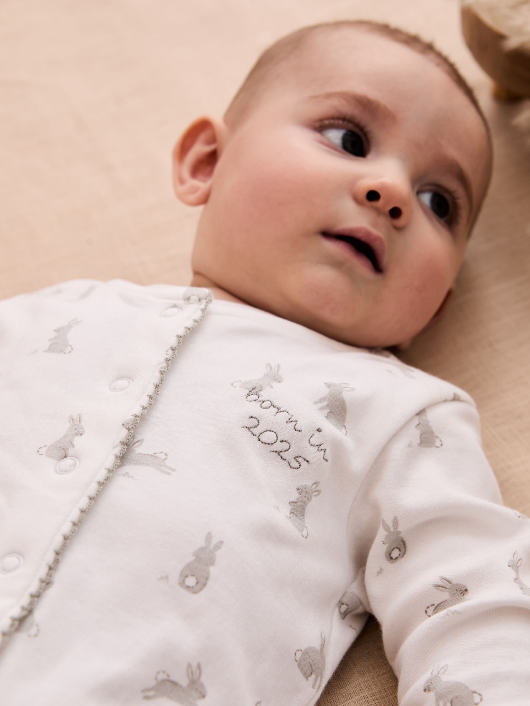 White Born In 2025 Cotton 4-Piece Baby Gifting Set - Image 3 of 13