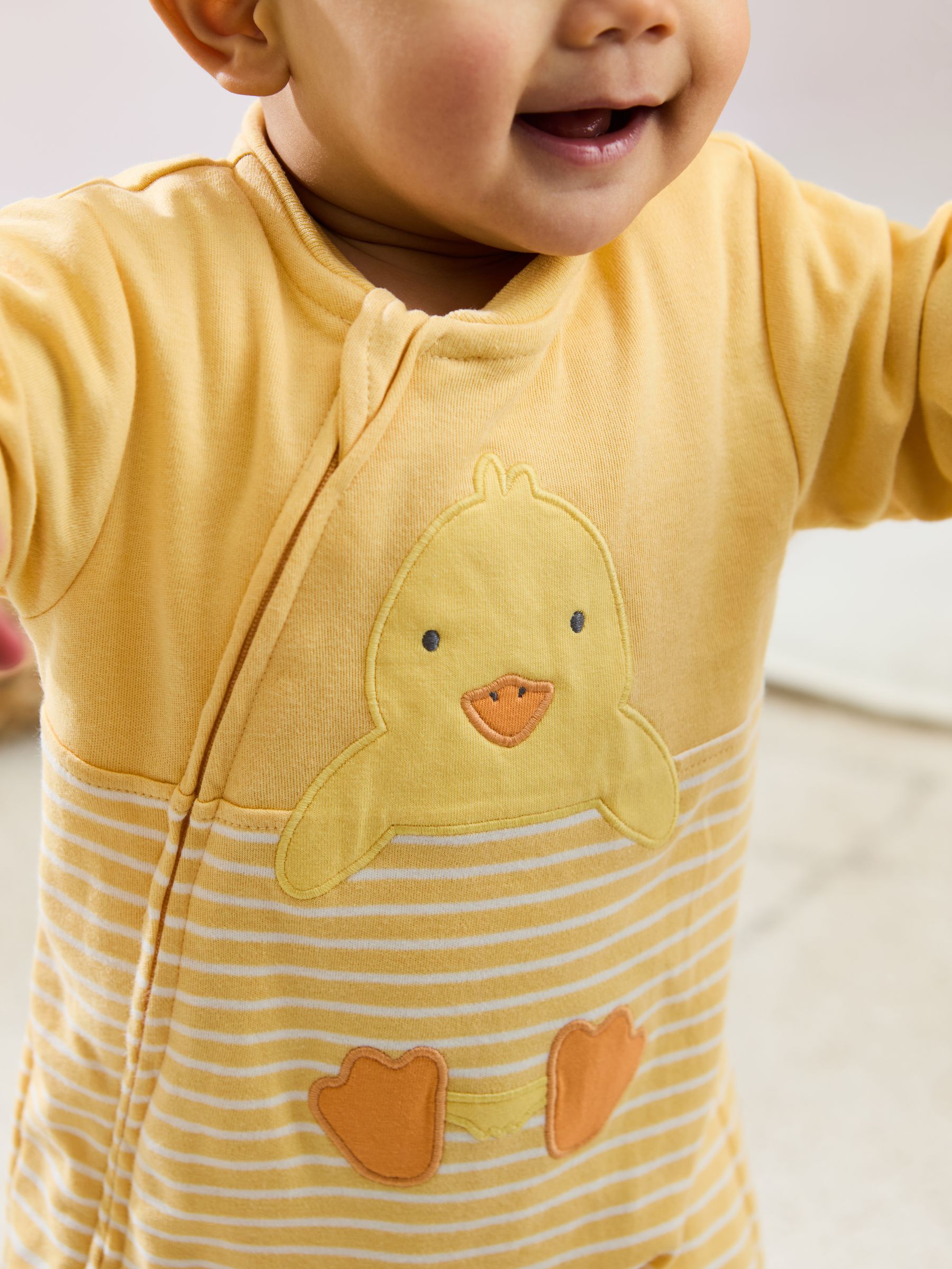 Yellow Cotton Footed Appliqué Zip 100% Cotton Sleepsuit - Image 2 of 6