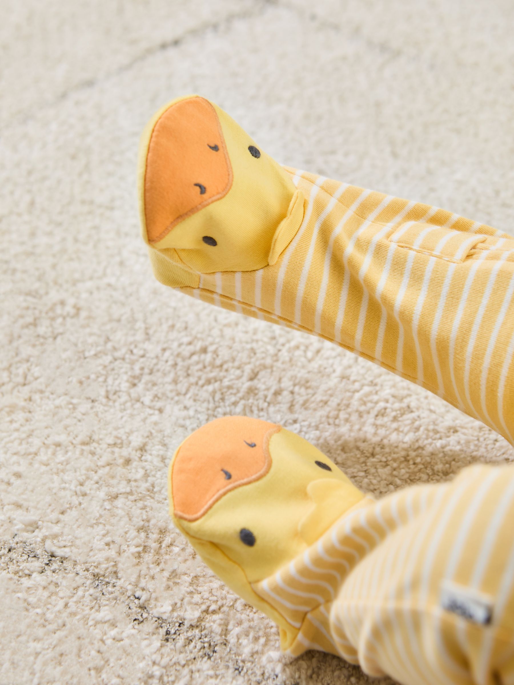 Yellow Cotton Footed Appliqué Zip 100% Cotton Sleepsuit - Image 3 of 6