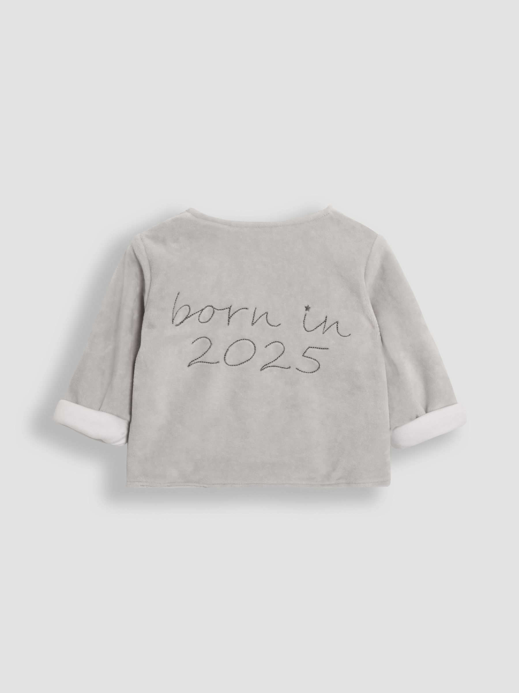 Stripe Born In 2025 2-Piece Footed Sleepsuit & Velour Jacket - Image 4 of 9