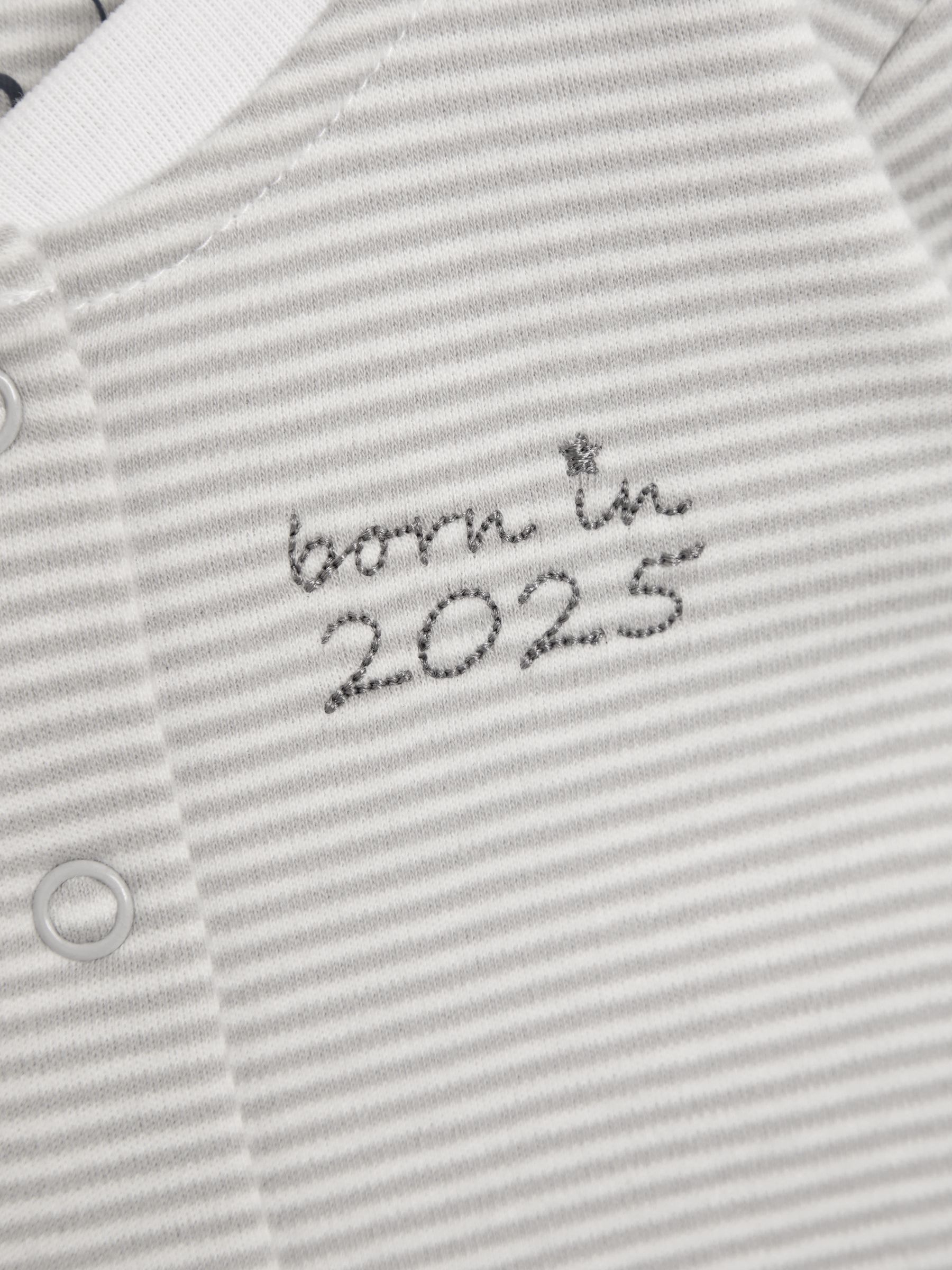 Stripe Born In 2025 2-Piece Footed Sleepsuit & Velour Jacket - Image 7 of 9