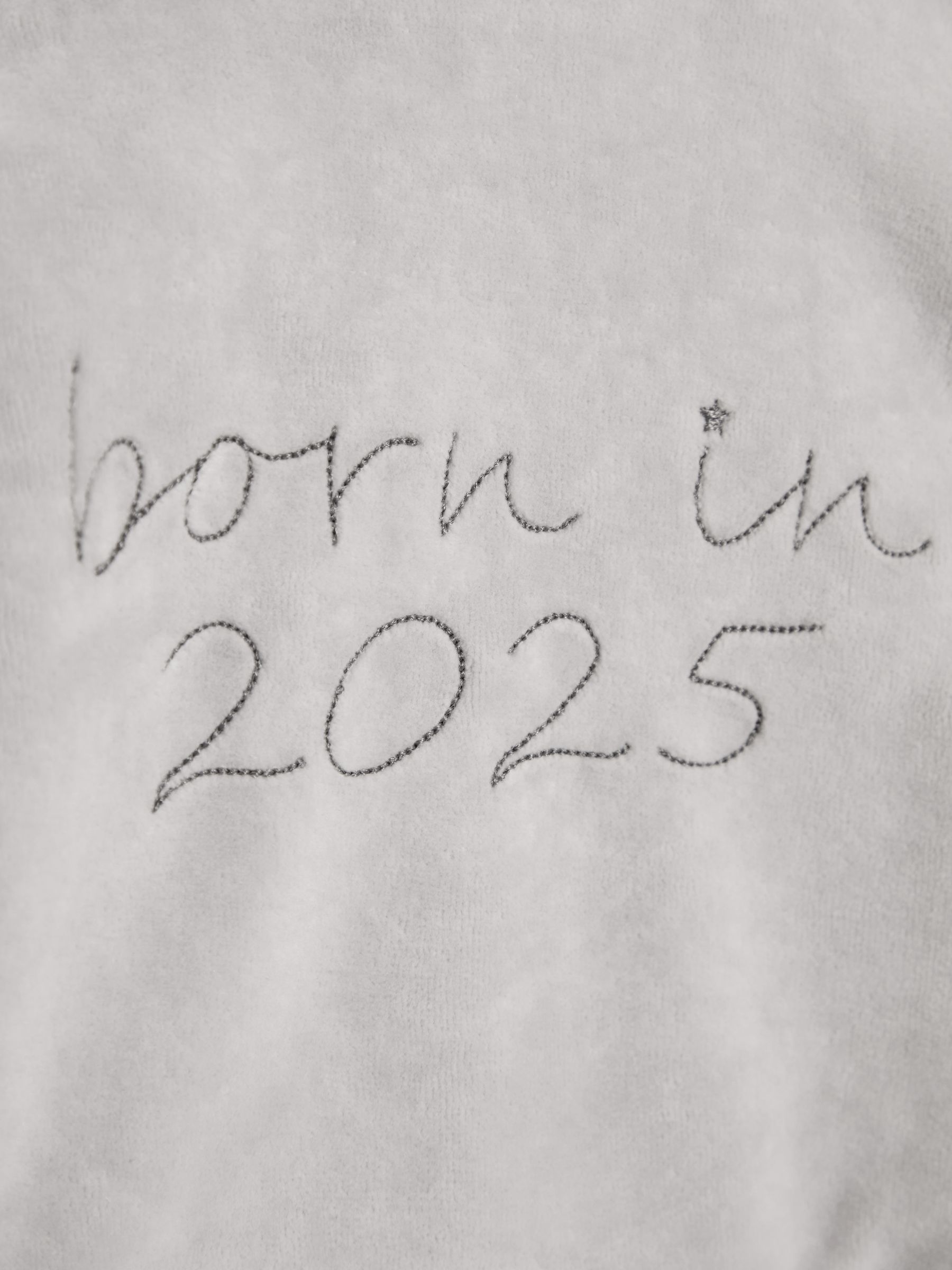 Stripe Born In 2025 2-Piece Footed Sleepsuit & Velour Jacket - Image 8 of 9