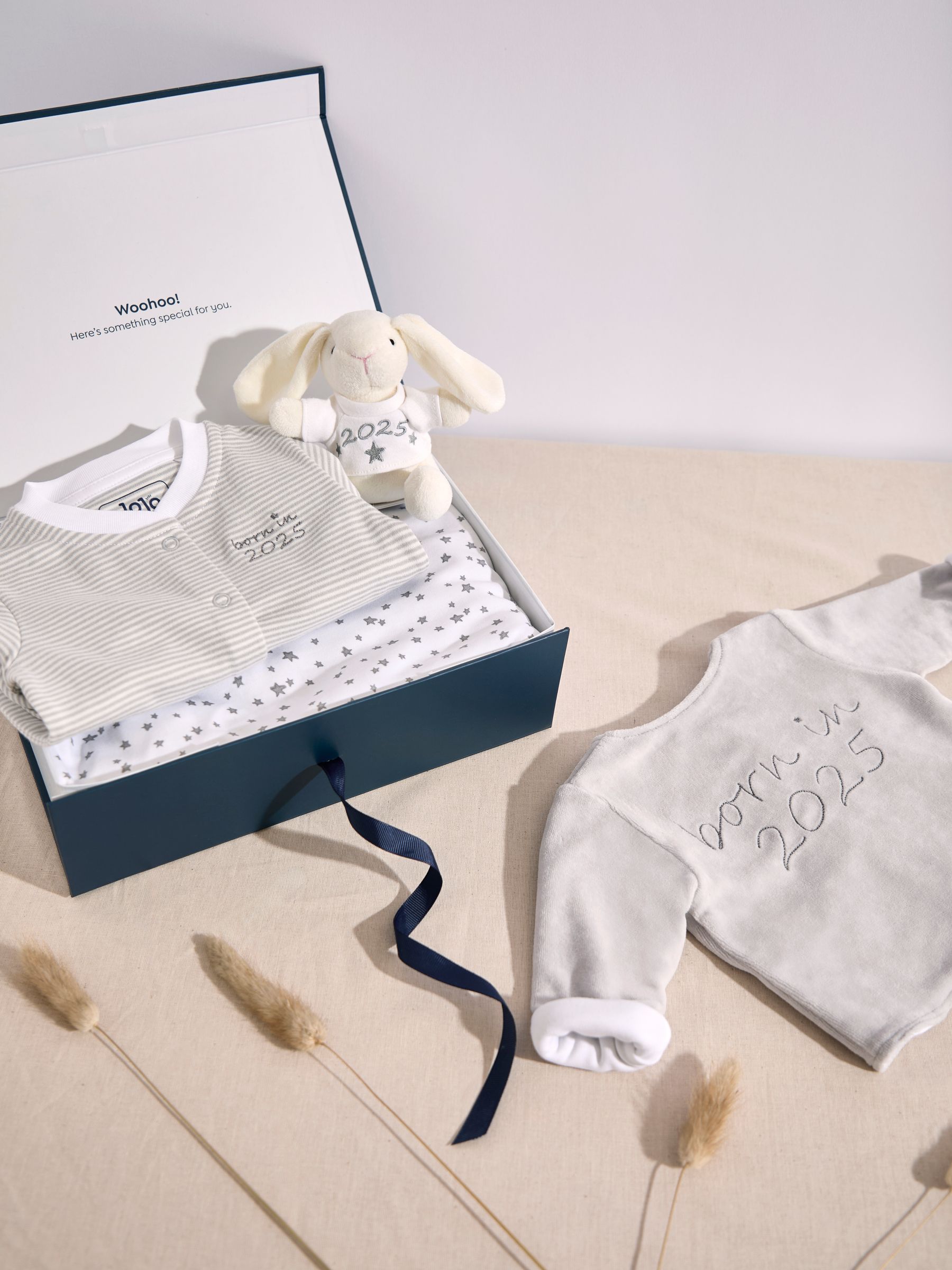 Stripe Born In 2025 2-Piece Footed Sleepsuit & Velour Jacket - Image 9 of 9