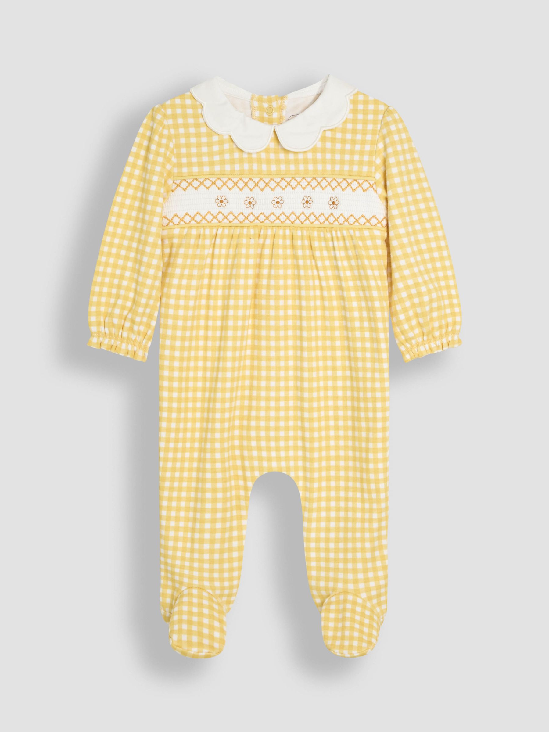 Yellow Smocked 100% Cotton Sleepsuit and Headband Set 2 Piece - Image 2 of 5