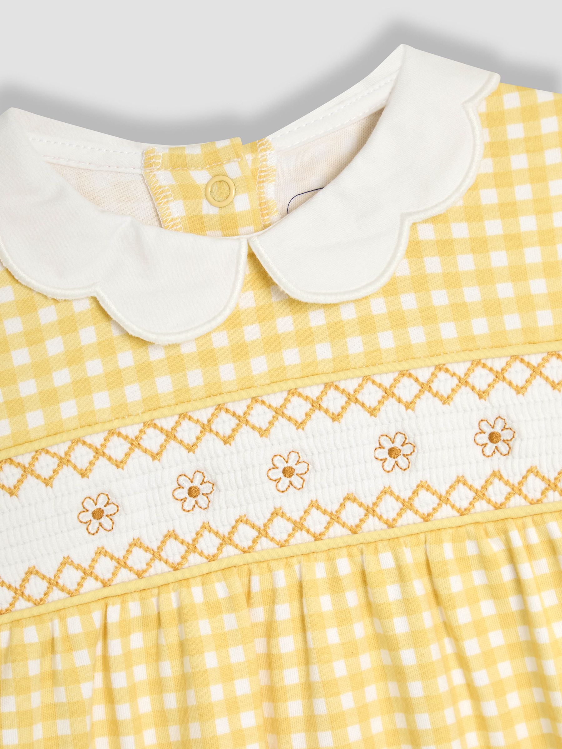 Yellow Cotton 2-Piece Smocked Sleepsuit and Headband Set - Image 6 of 7