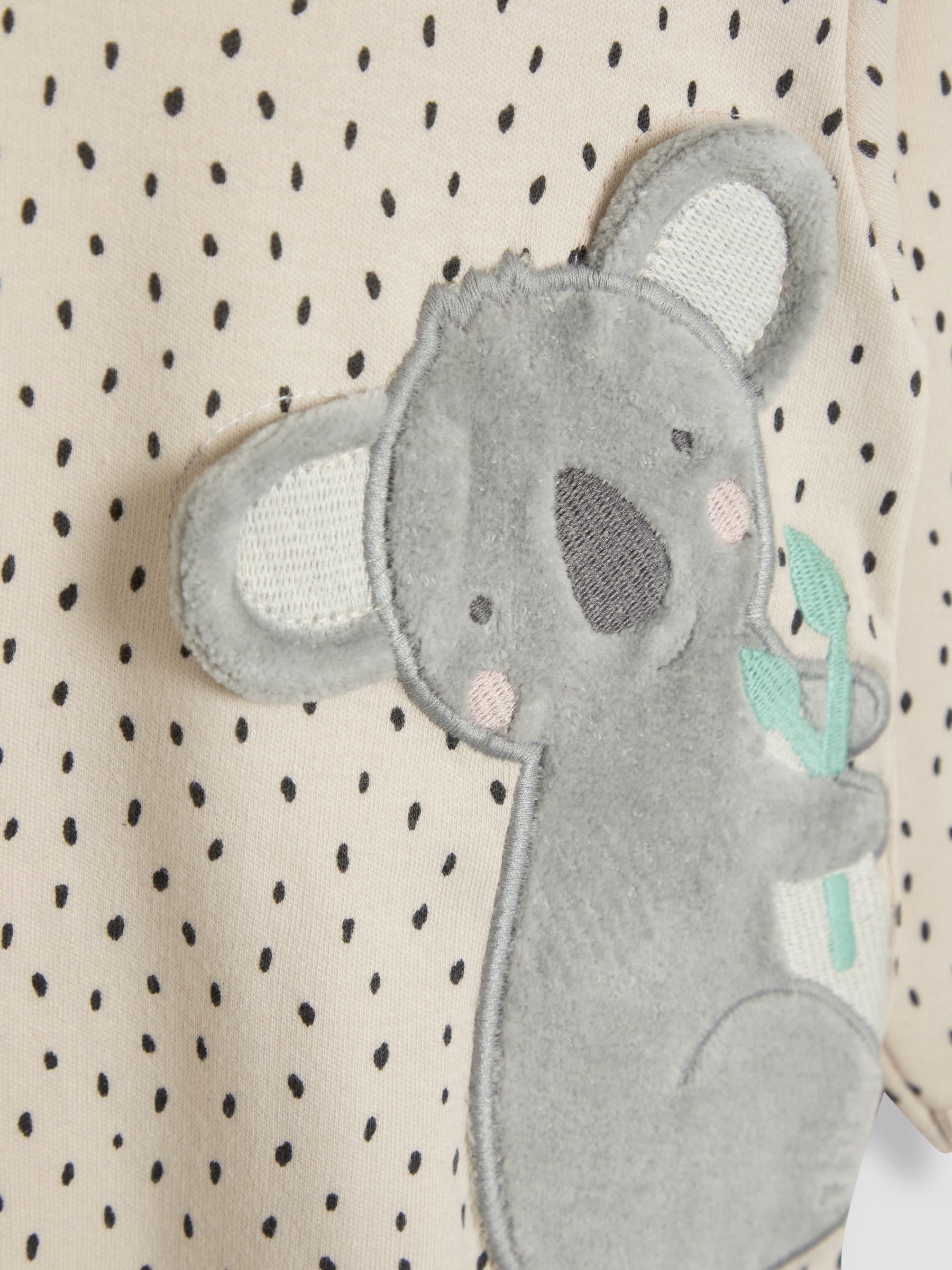 White Koala Cotton Footed Appliqué Zip Sleepsuit - Image 5 of 5
