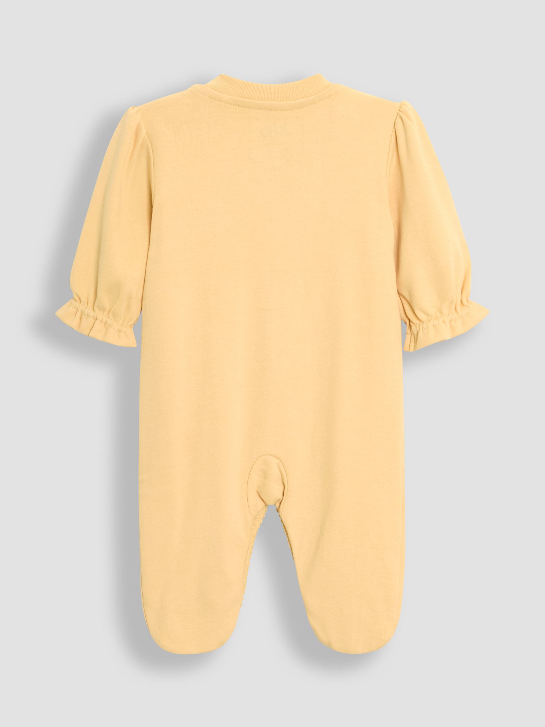 Yellow 100% Cotton Popper Footed Embroidered Sleepsuit - Image 2 of 3