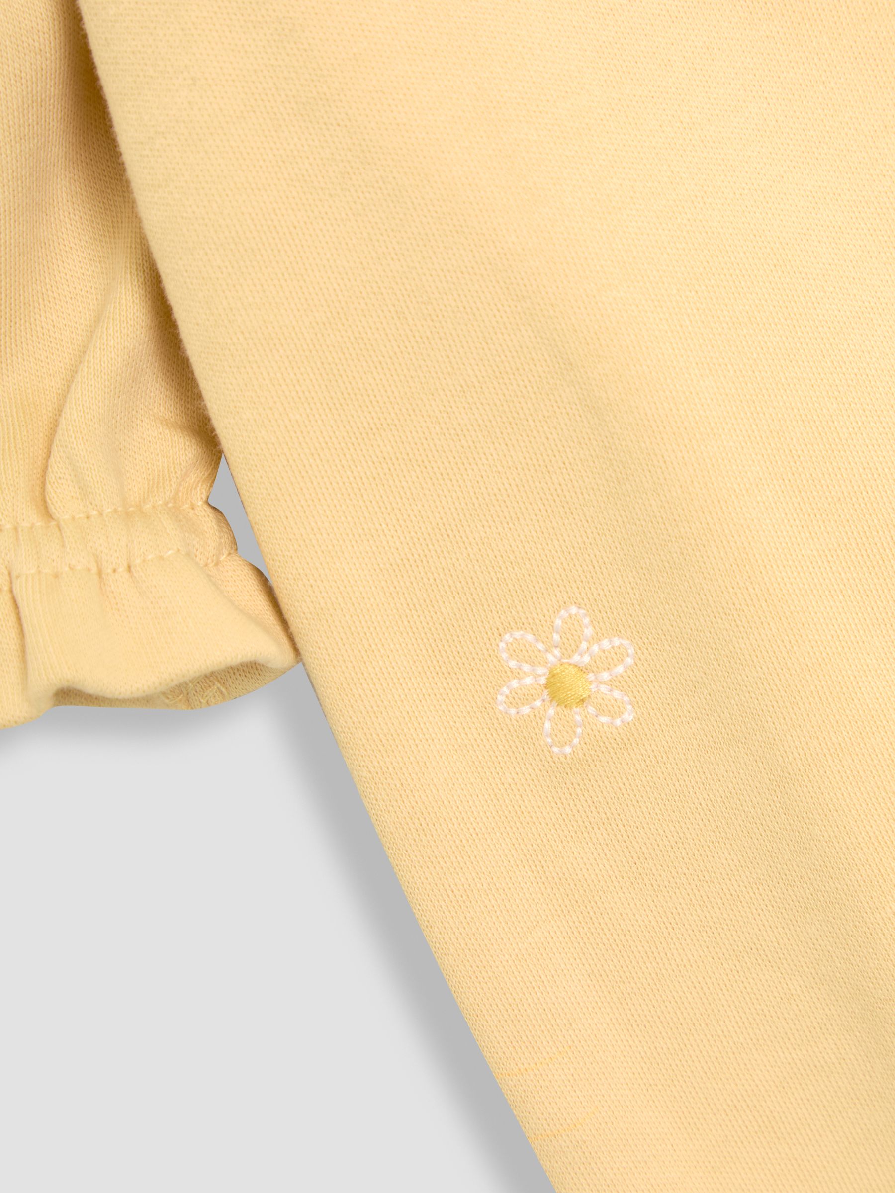 Yellow 100% Cotton Popper Footed Embroidered Sleepsuit - Image 3 of 3
