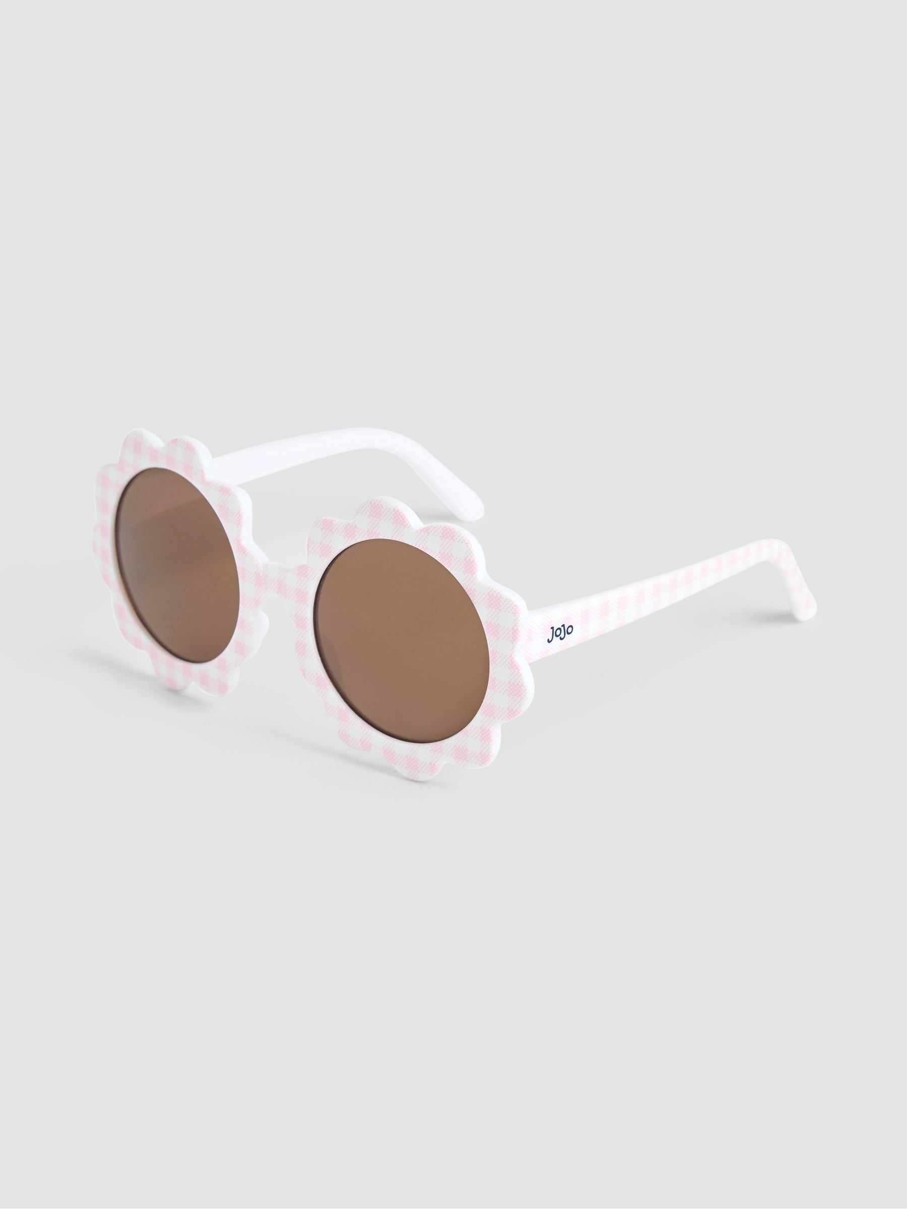 Pale Pink Flower Print Shaped Sunglasses - Image 1 of 4