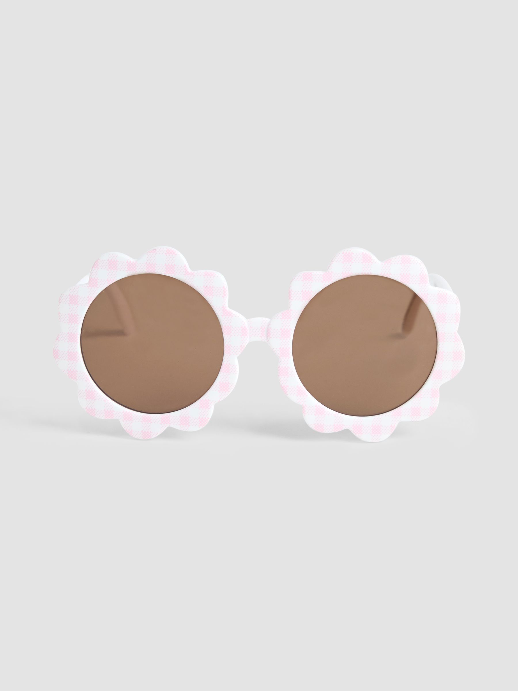 Pale Pink Flower Print Shaped Sunglasses - Image 2 of 4