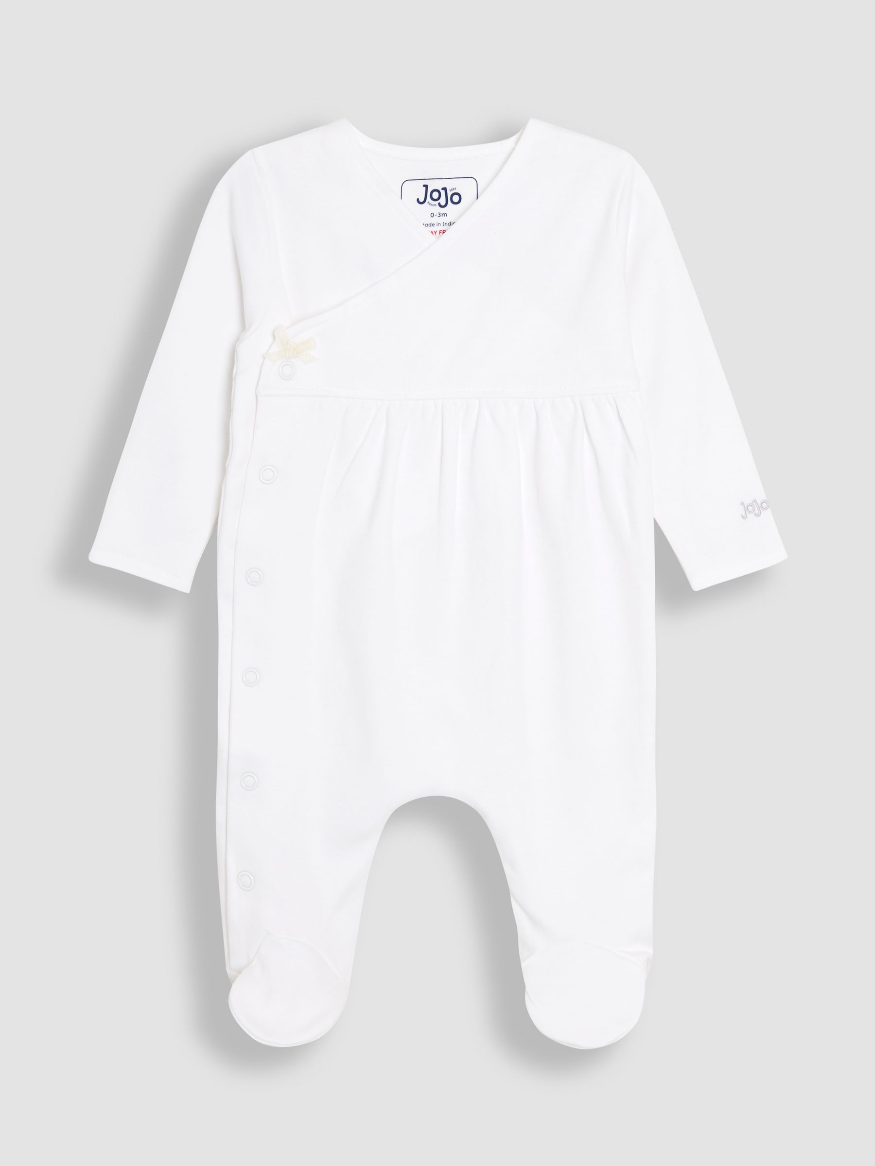 White 100% Cotton Cross-Over Sleepsuit - Image 1 of 4
