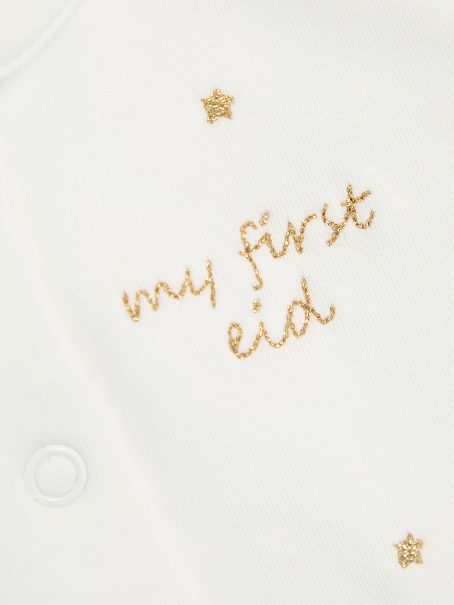 White 100% Cotton Embroidered Eid Sleepsuit - Image 4 of 4