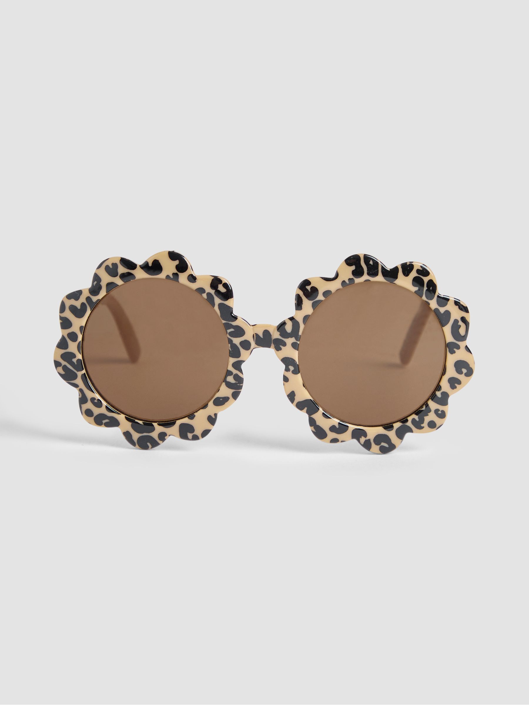 Brown Flower Print Shaped Sunglasses - Image 2 of 4