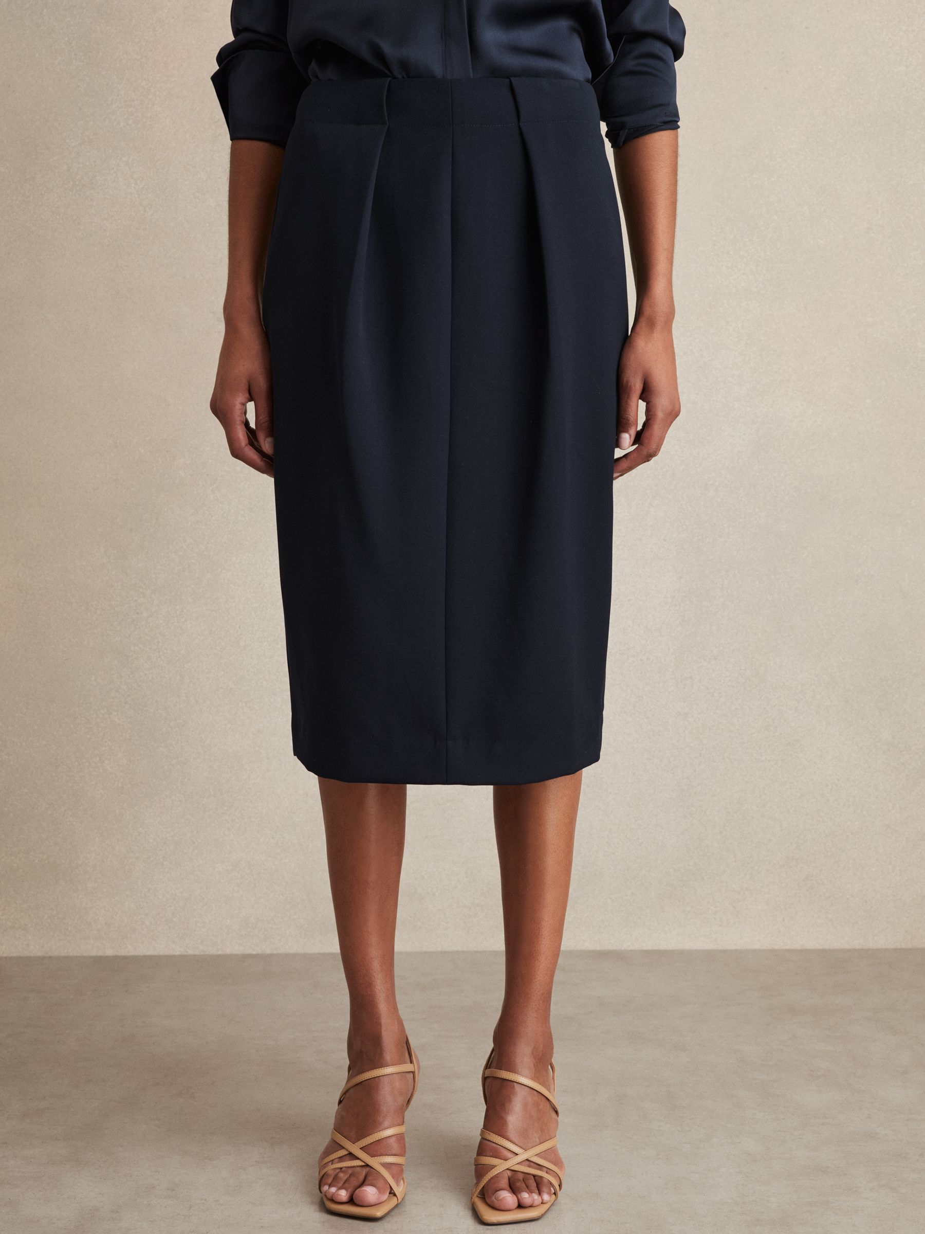 Petite Tailored Midi Suit Skirt in Navy - Image 3 of 7