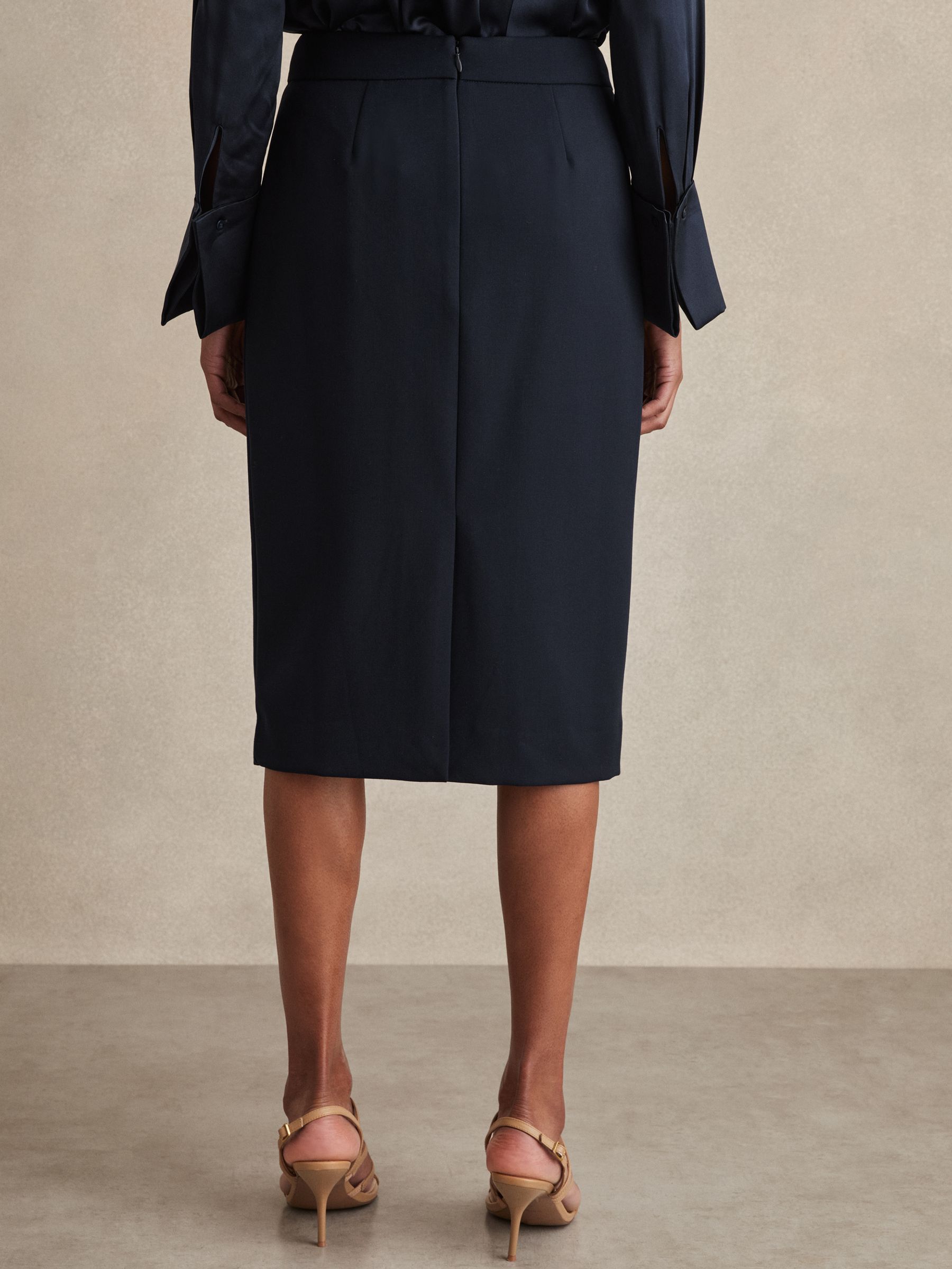 Petite Tailored Midi Suit Skirt in Navy - Image 5 of 7
