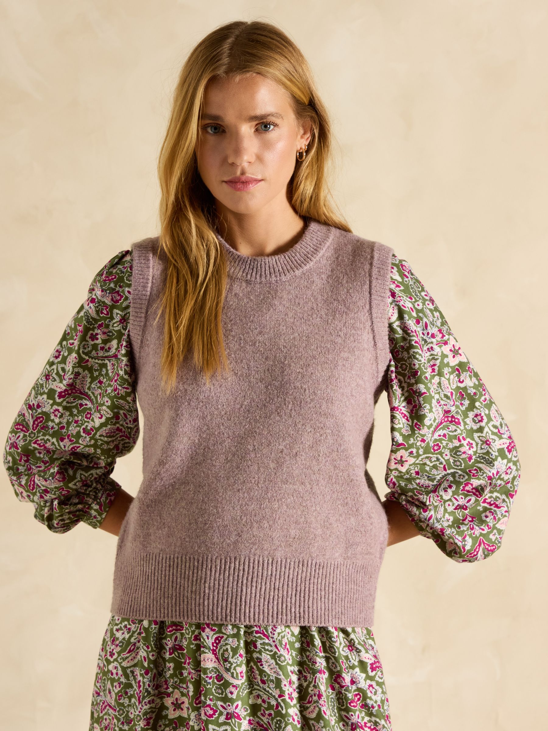 Holly Dusky Pink Regular Fit Knitted Vest - Image 1 of 6