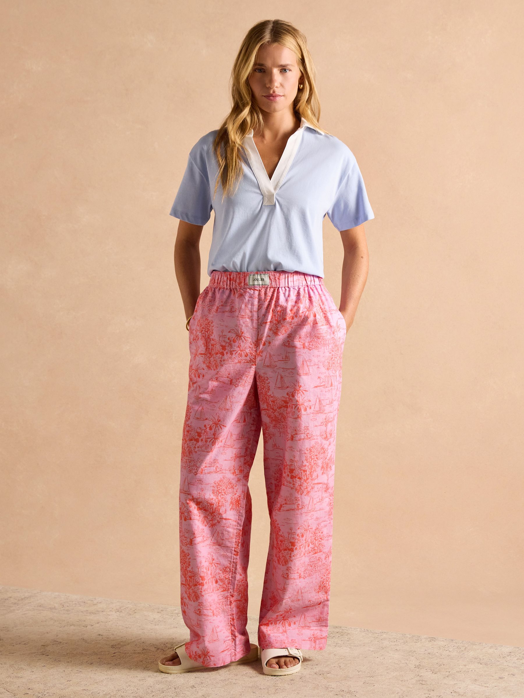Hallie Pink Toile de Jouy Pull-On Cotton Trousers - Image 4 of 10