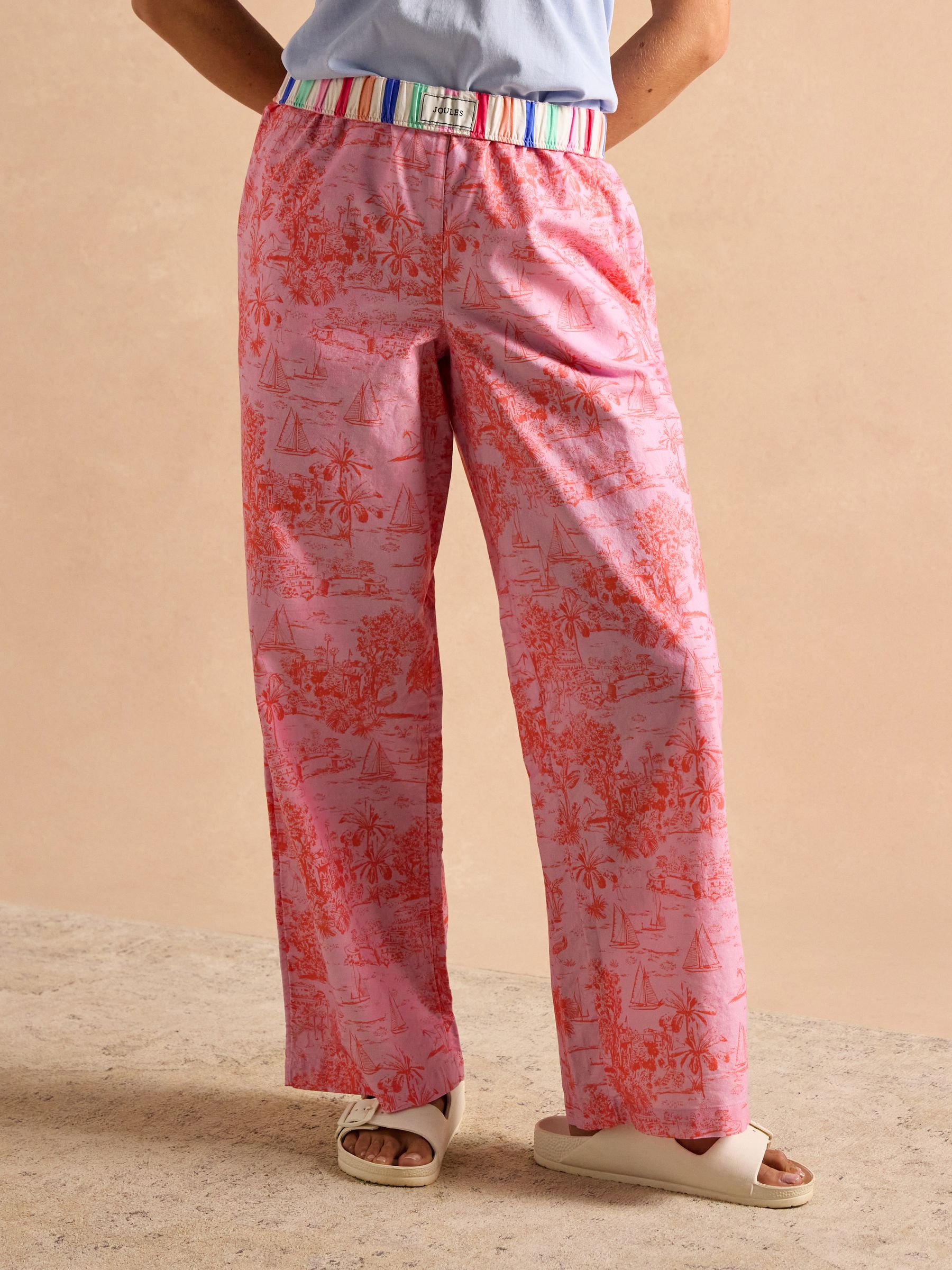 Hallie Pink Toile de Jouy Pull-On Cotton Trousers - Image 6 of 10