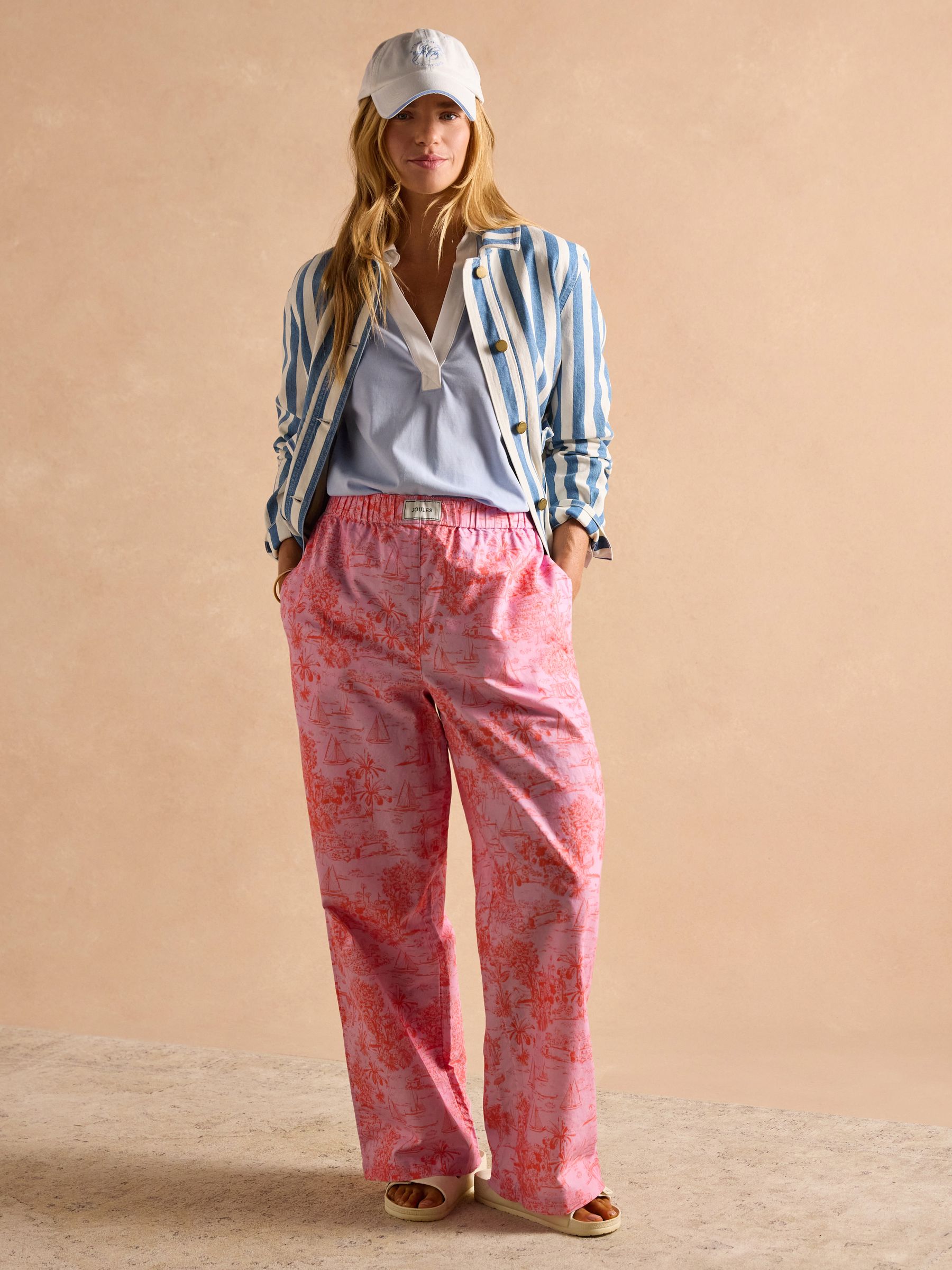 Hallie Pink Toile de Jouy Pull-On Cotton Trousers - Image 8 of 10