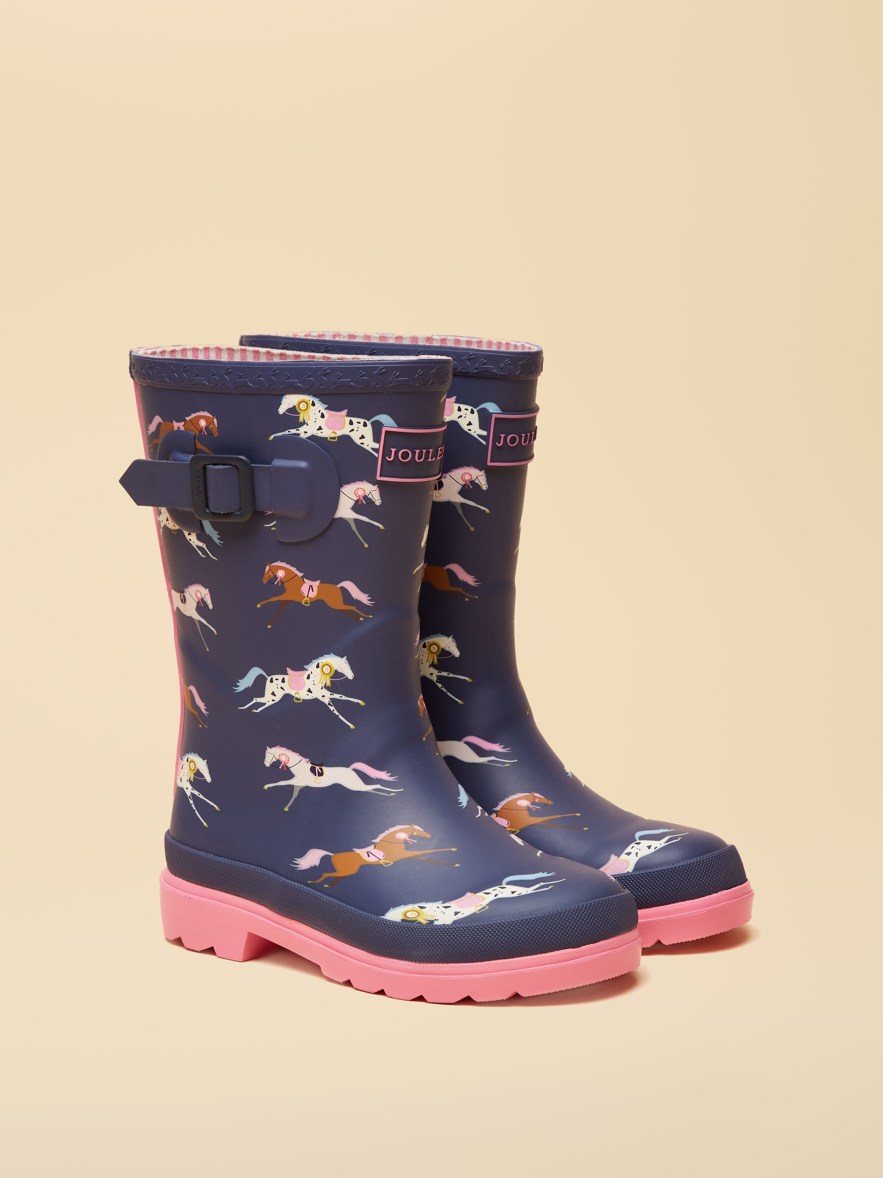 Kids' Navy & Pink Horse Printed Wellies - Image 1 of 6