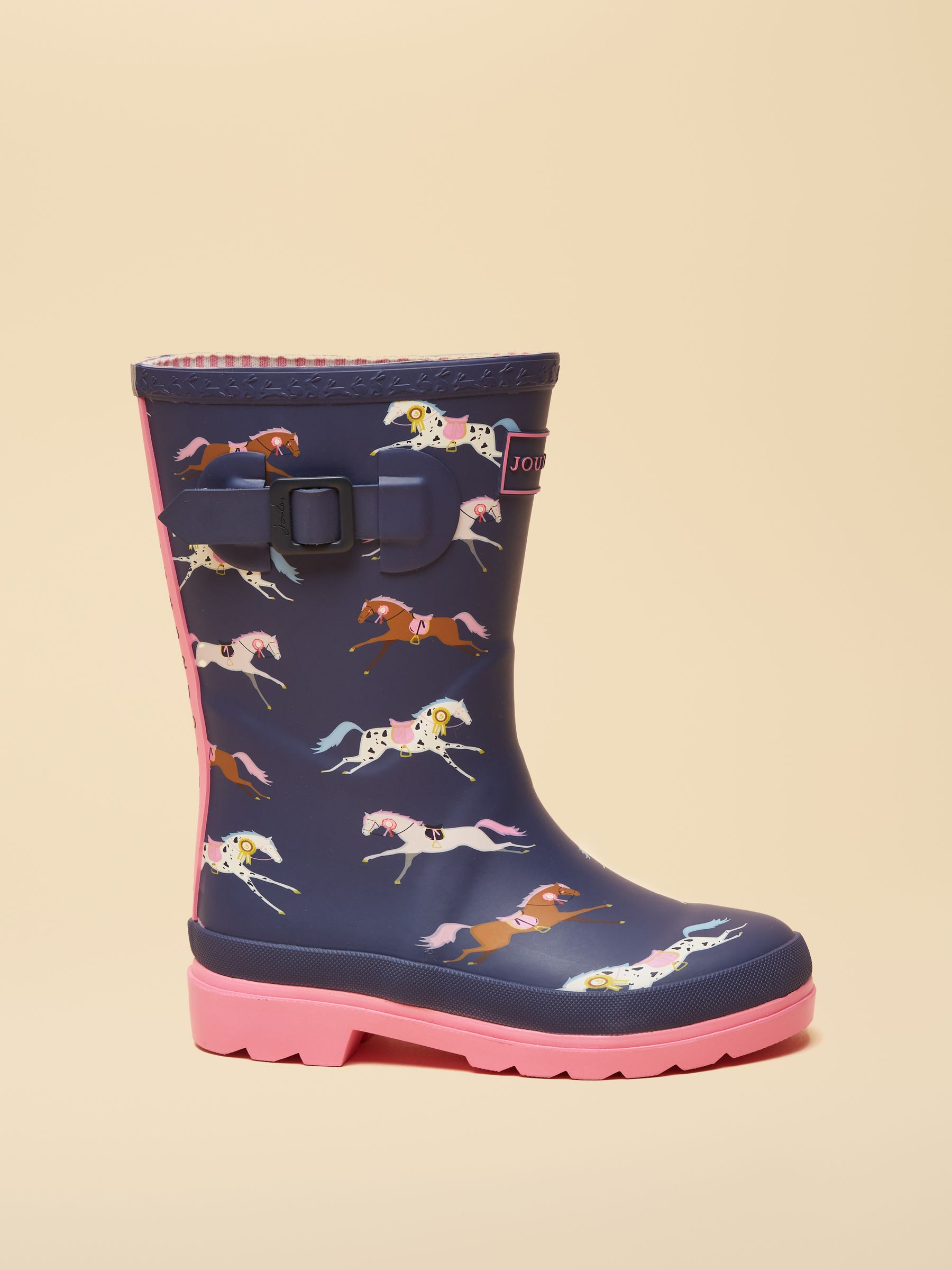 Kids' Navy & Pink Horse Printed Wellies - Image 2 of 6