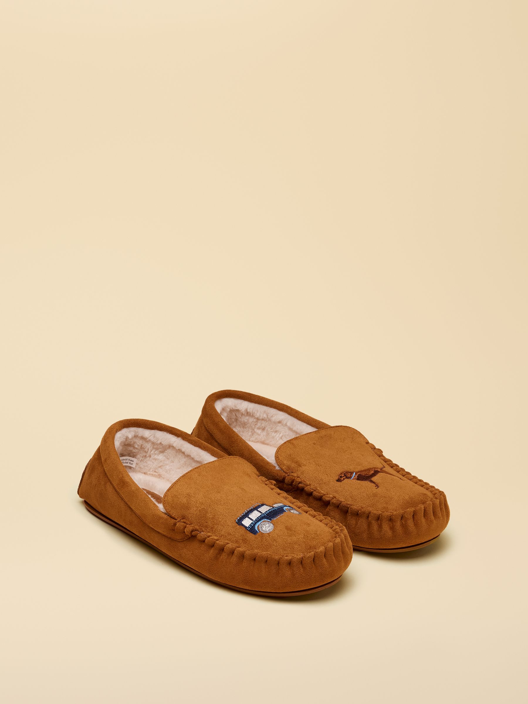 Men's Winchester Tan Brown Embroidered Moccasin Slipper - Image 1 of 7 Men's Winchester Tan Brown Embroidered Moccasin Slipper - Image 1 of 7