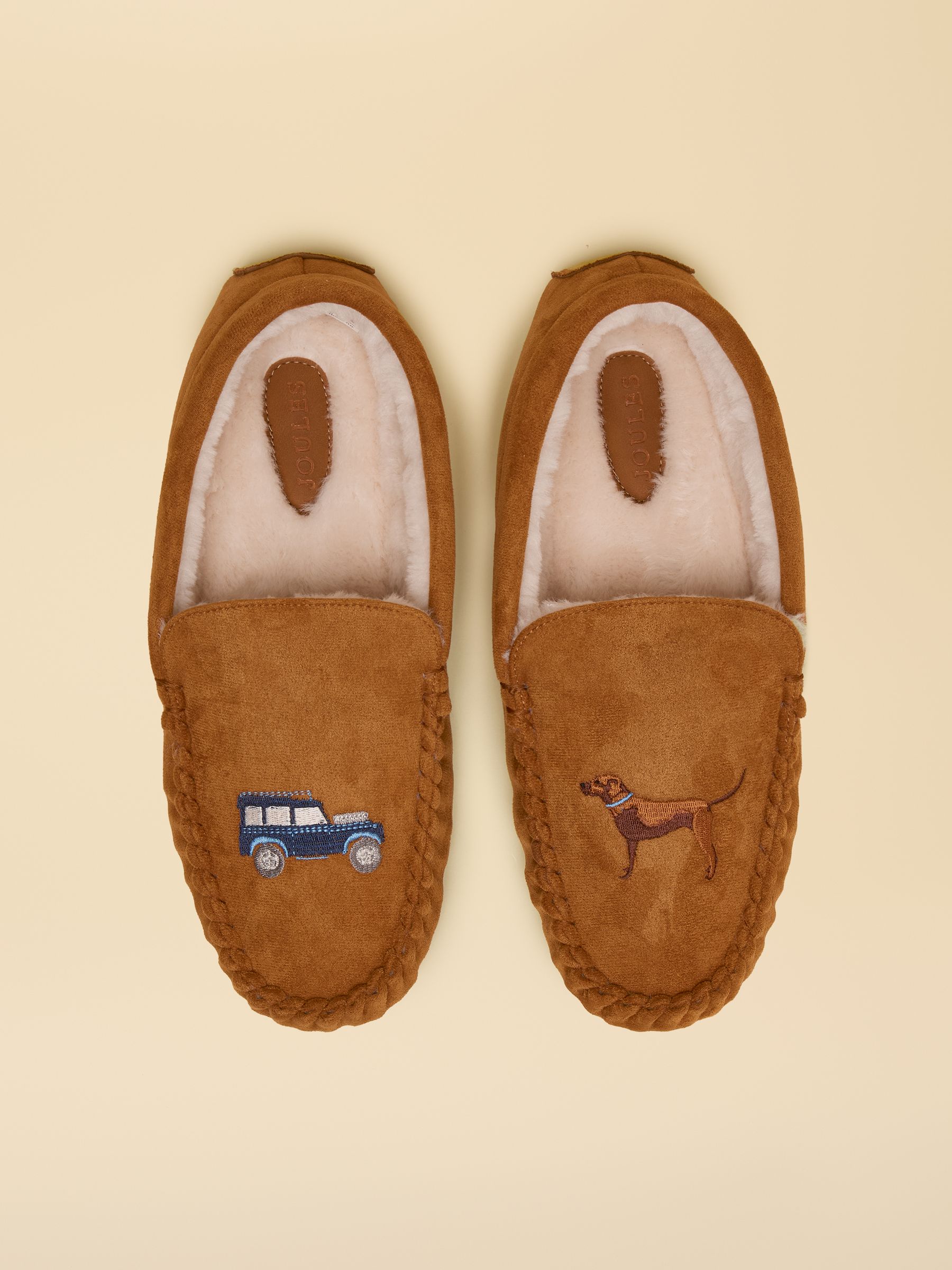Men's Winchester Tan Brown Embroidered Moccasin Slipper - Image 6 of 7