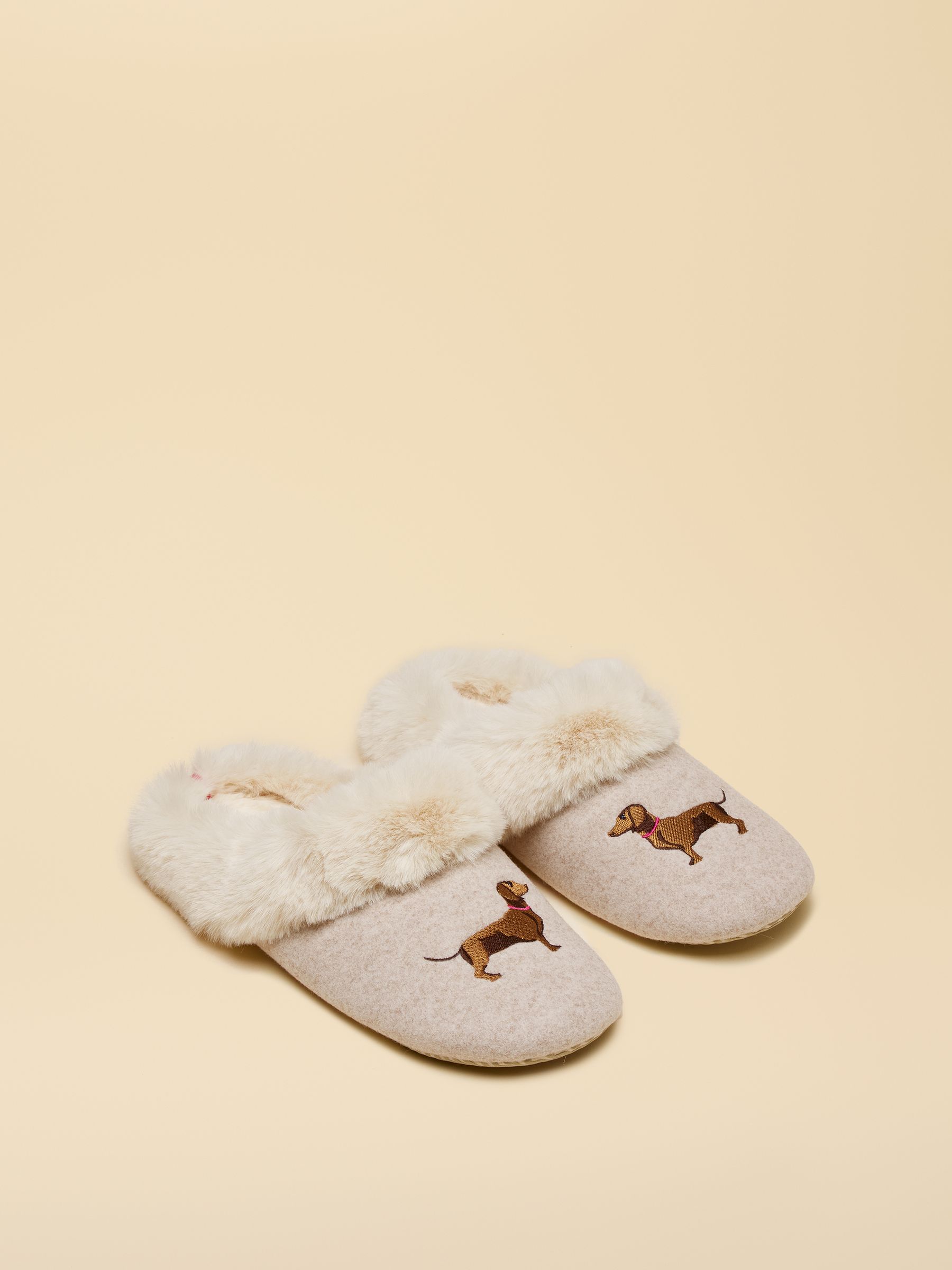 Slippet Luxe Oatmeal Sausage Dog Slippers - Image 1 of 6