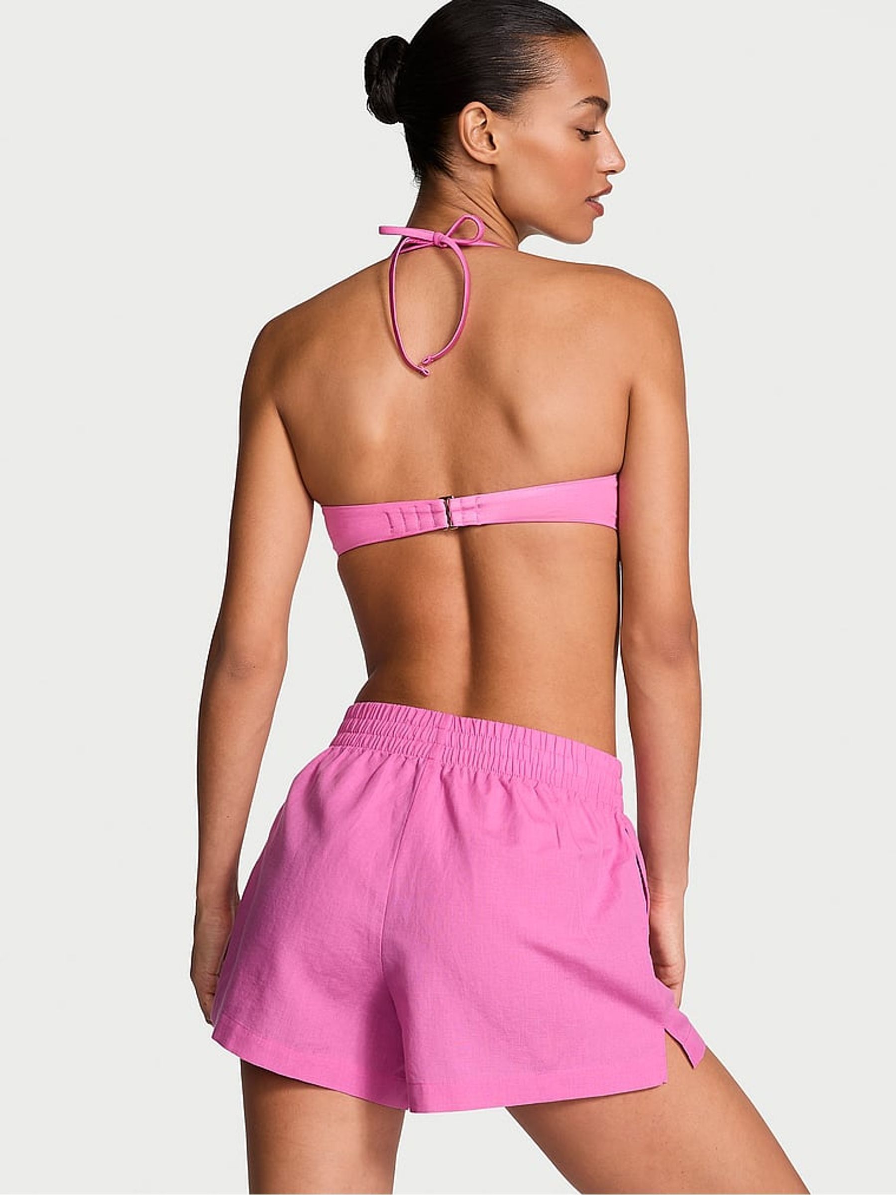 New Peony Pink Linen Cover Up Shorts - Image 2 of 3