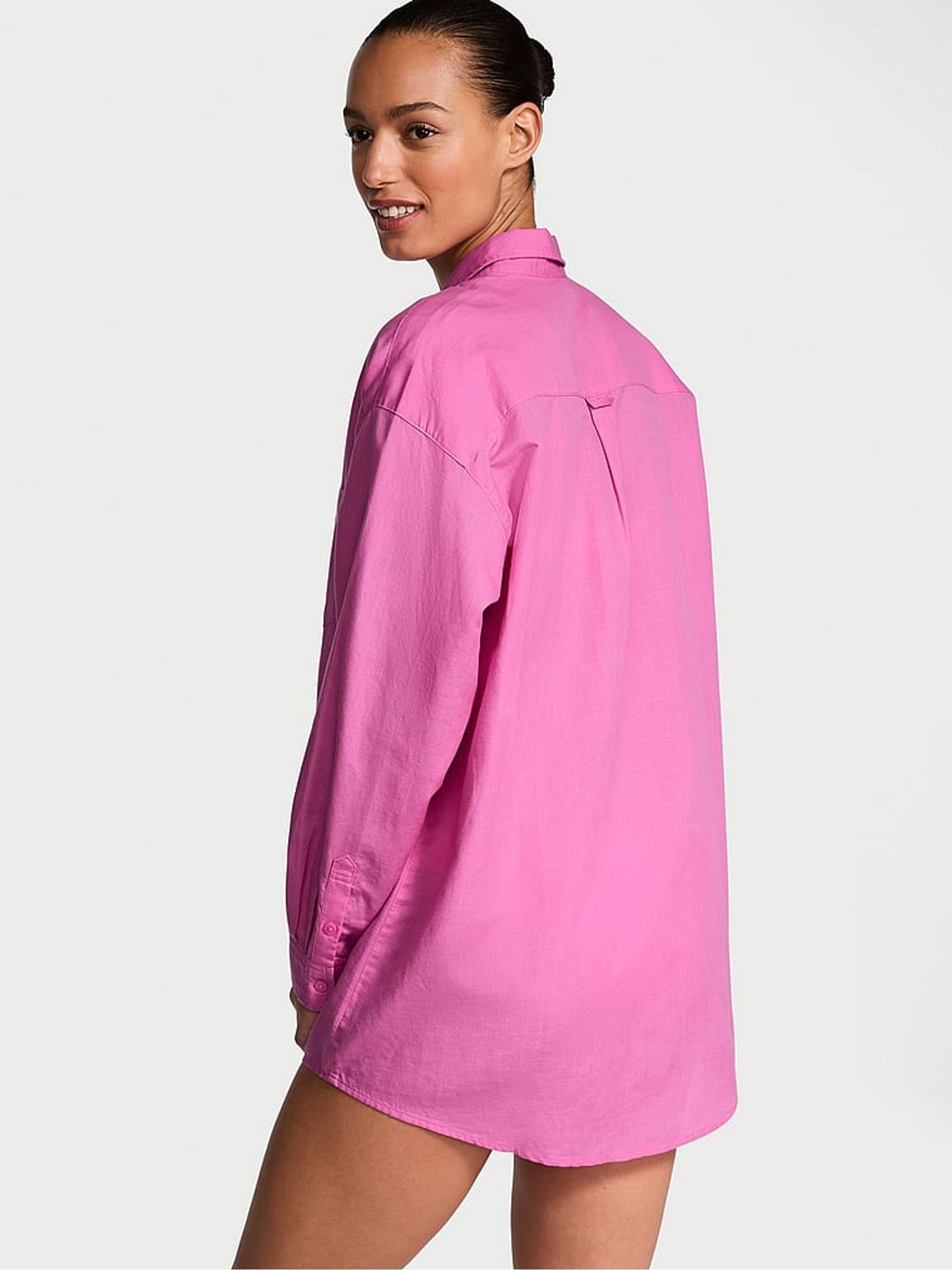 New Peony Pink Oversized Cover Up Shirt - Image 2 of 3