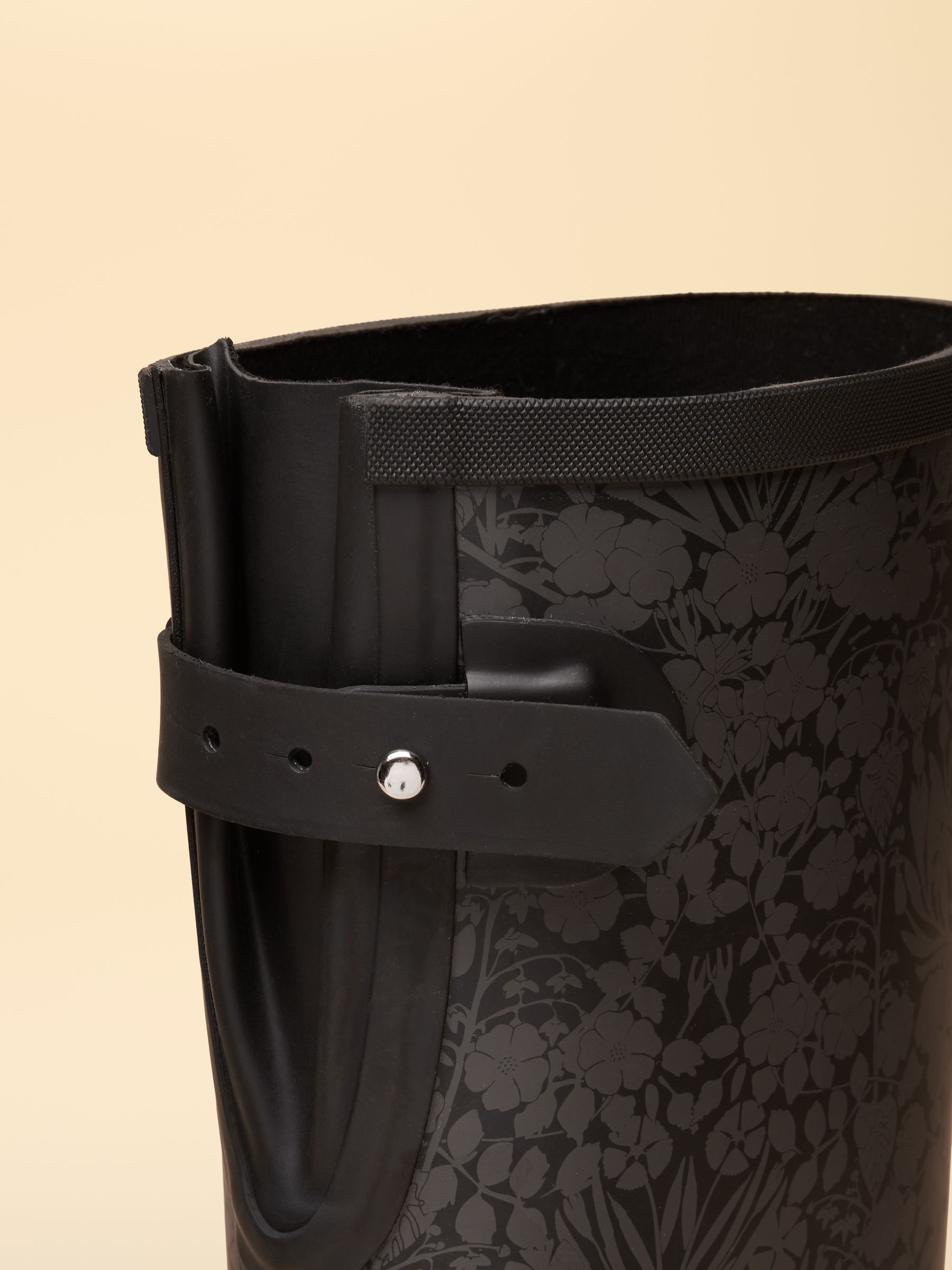 Printed Black Adjustable Tall Waterproof Wellies - Image 6 of 6