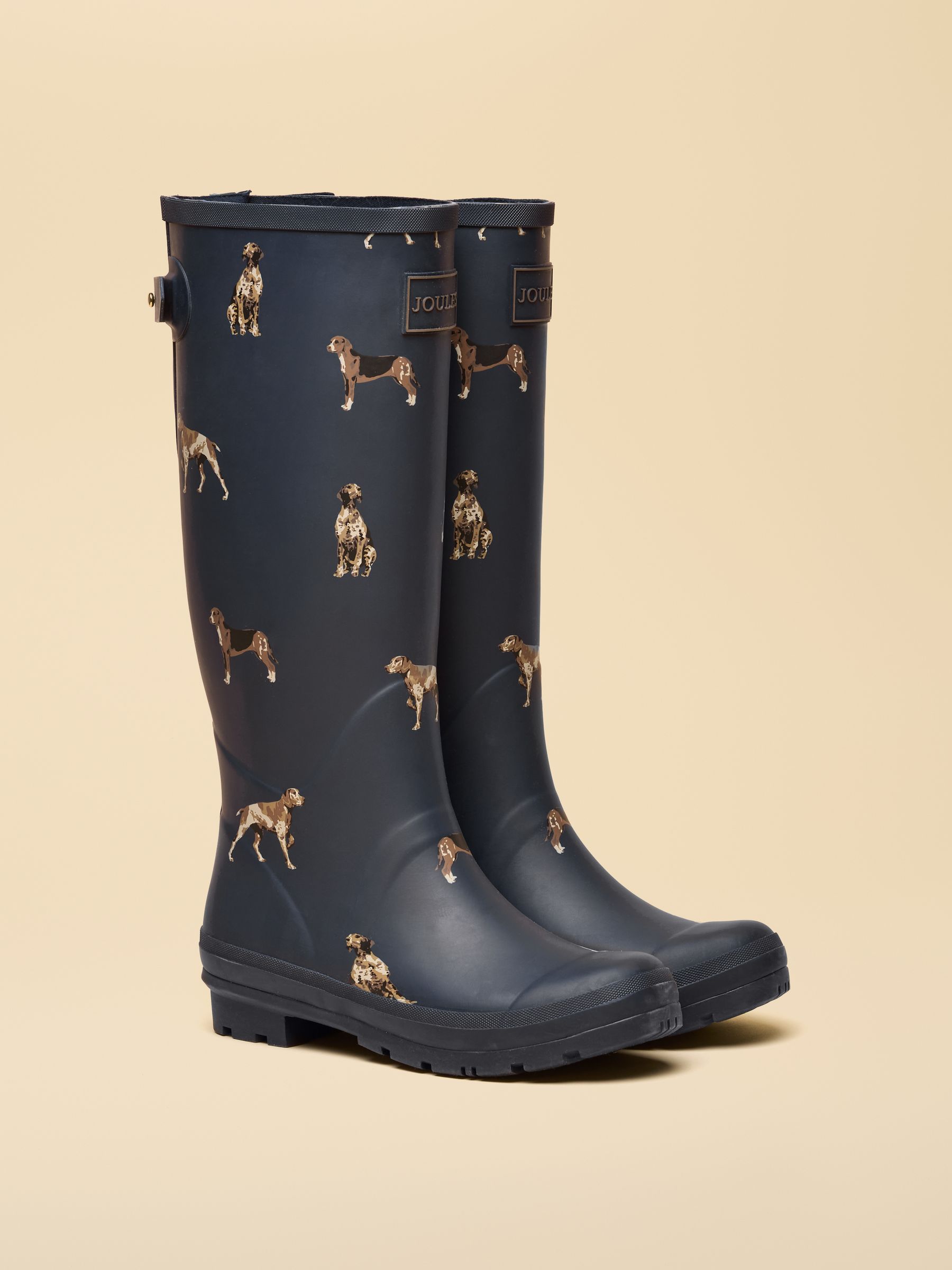 Printed Navy Adjustable Tall Waterproof Wellies - Image 2 of 8