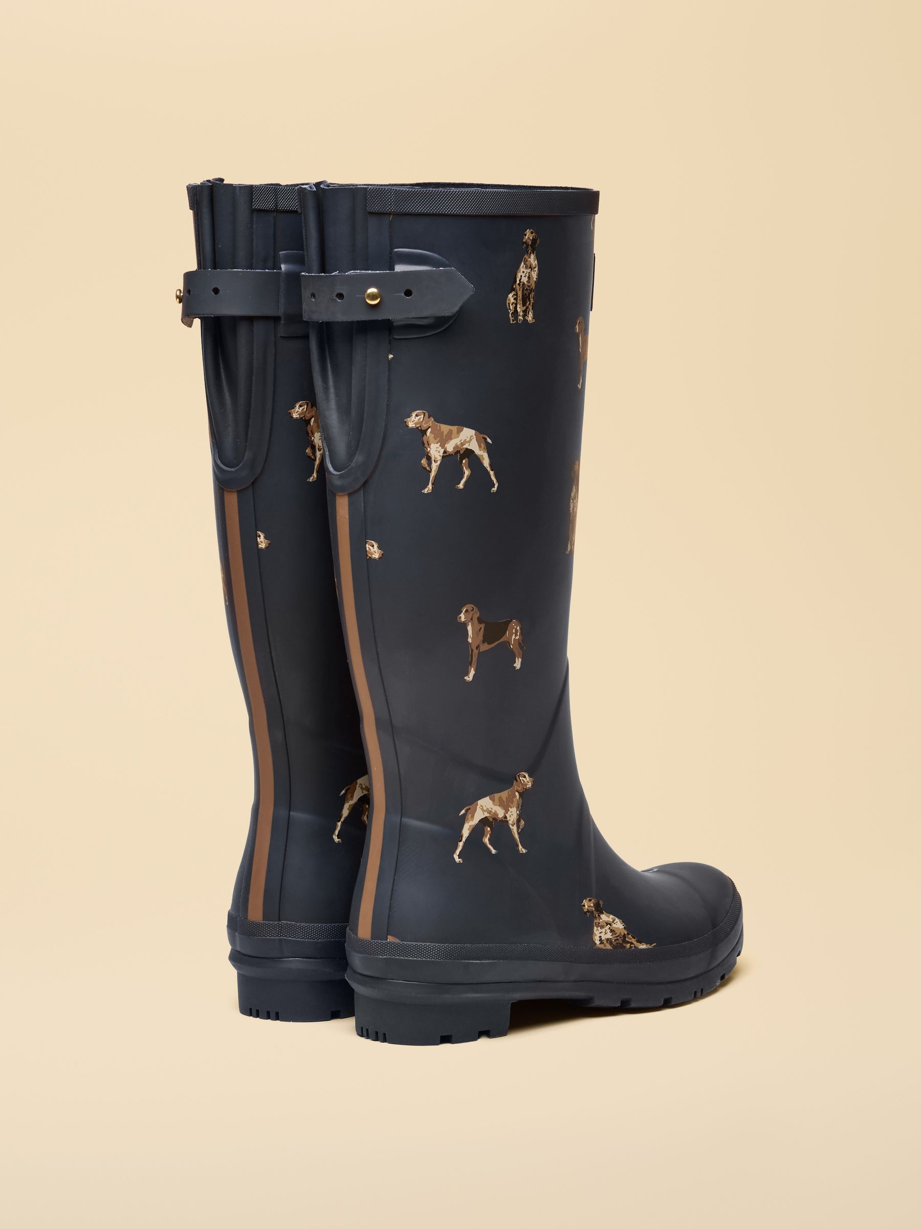 Printed Navy Adjustable Tall Waterproof Wellies - Image 3 of 8