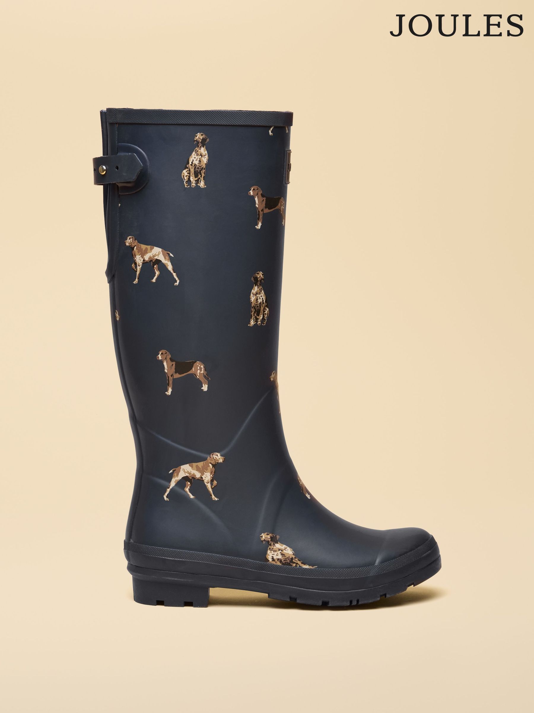 Printed Navy Adjustable Tall Waterproof Wellies - Image 8 of 8
