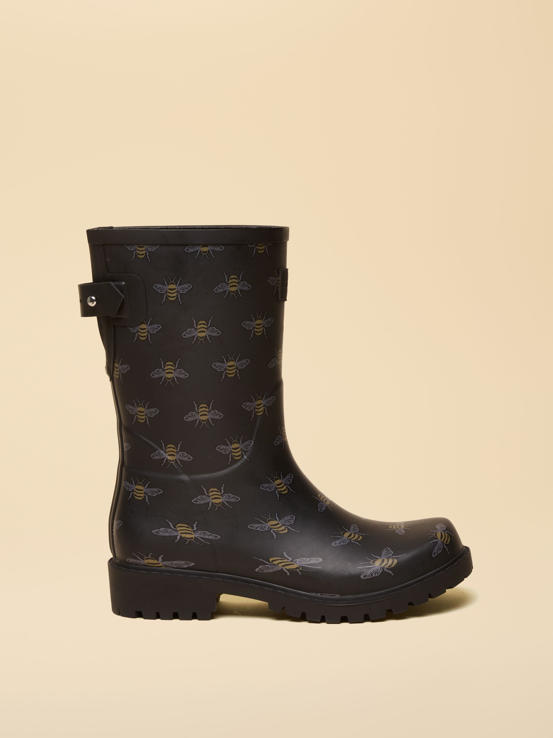 Wistow Black/Gold Printed Adjustable Mid Calf Wellies - Image 1 of 6