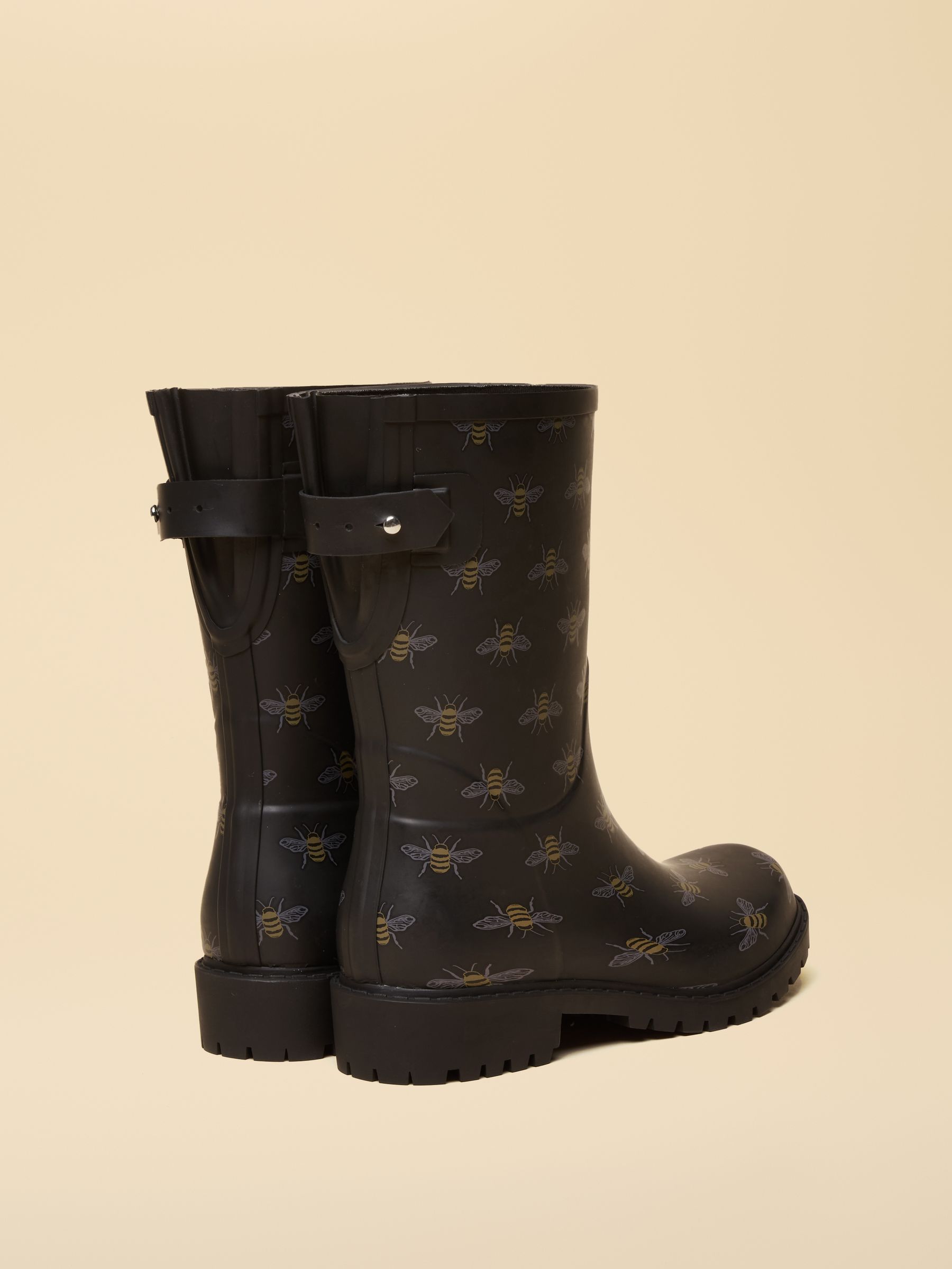 Wistow Black/Gold Printed Adjustable Mid Calf Wellies - Image 3 of 6