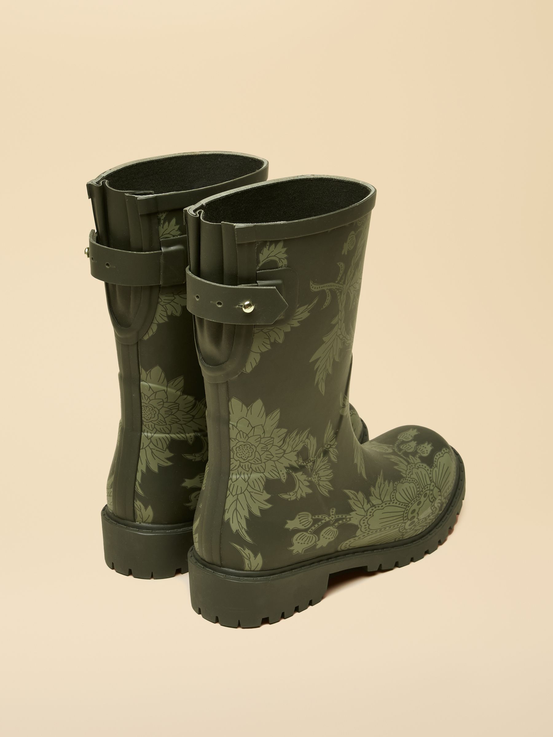 Wistow Khaki Green Printed Adjustable Mid Calf Wellies - Image 2 of 6