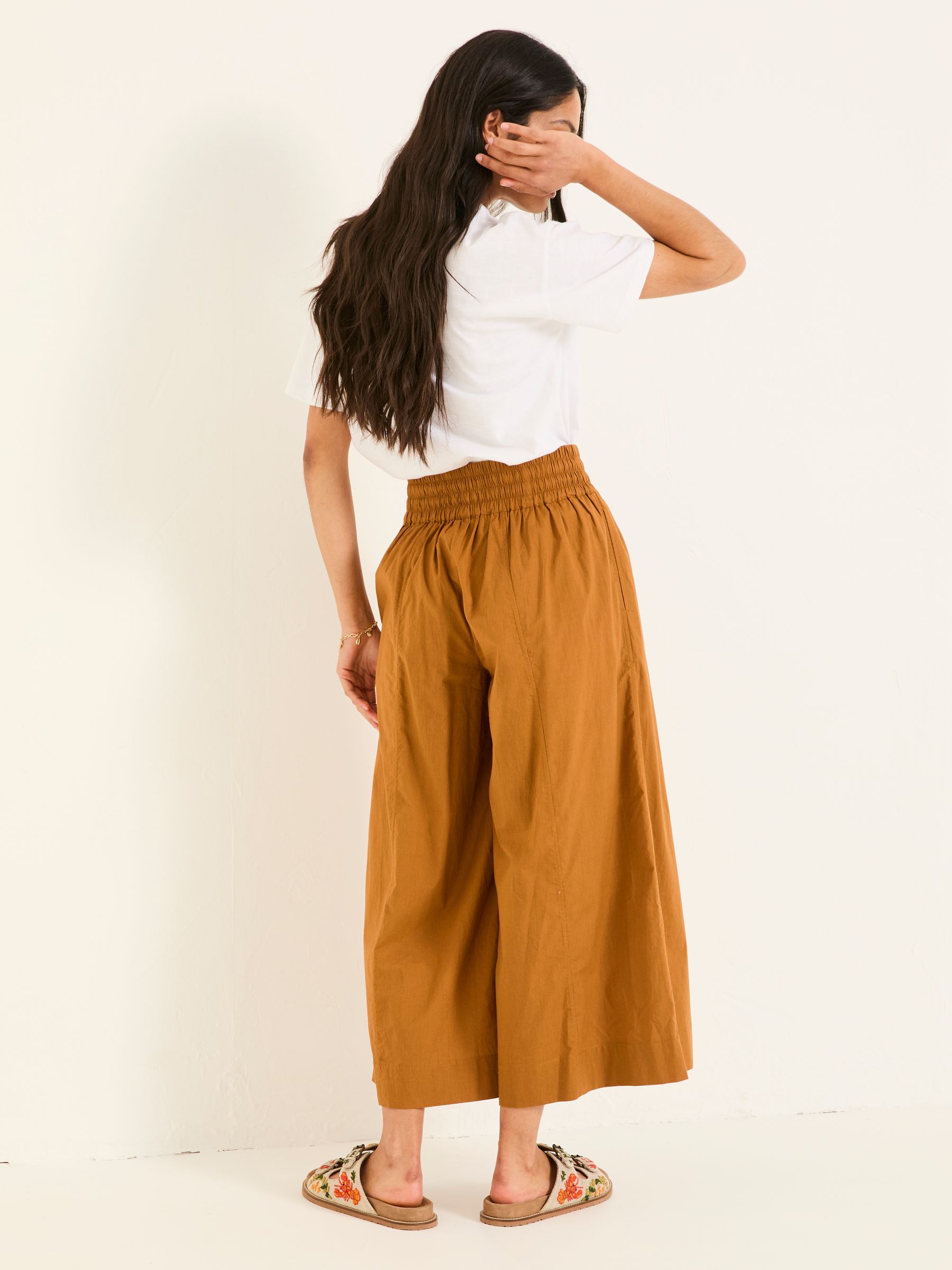 Aubreay Tan Brown Wide Leg Cropped Trousers - Image 2 of 5