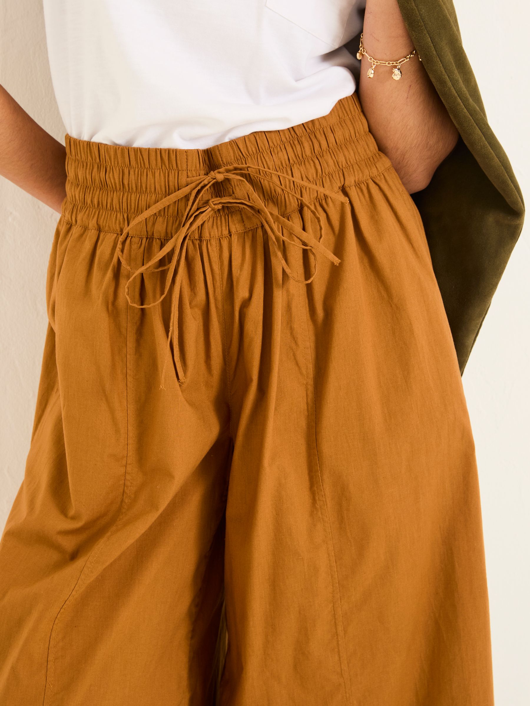 Aubreay Tan Brown Wide Leg Cropped Trousers - Image 4 of 5