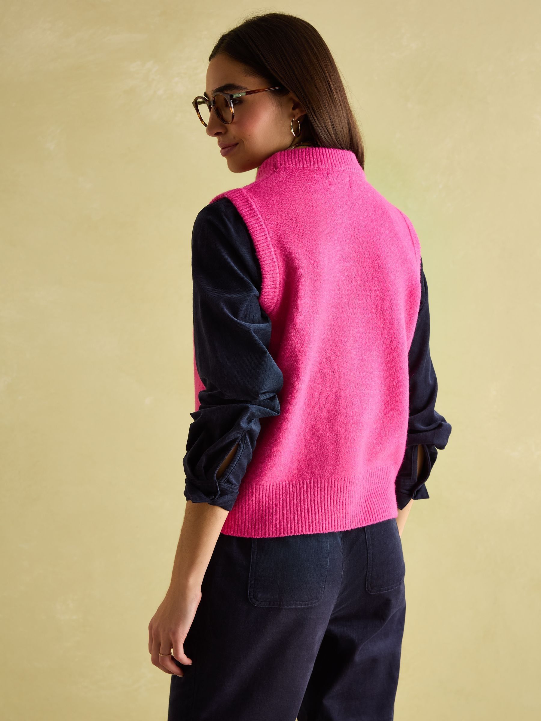 Holly Bright Pink Regular Fit Knitted Vest - Image 2 of 8