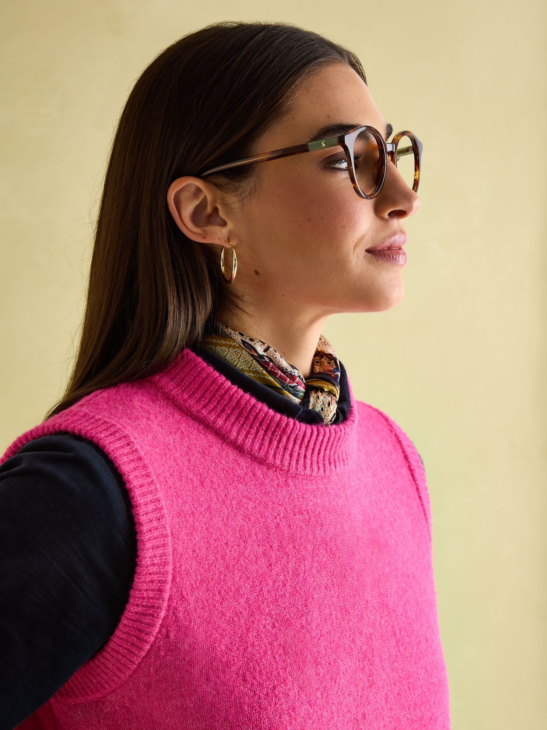 Holly Bright Pink Regular Fit Knitted Vest - Image 4 of 8
