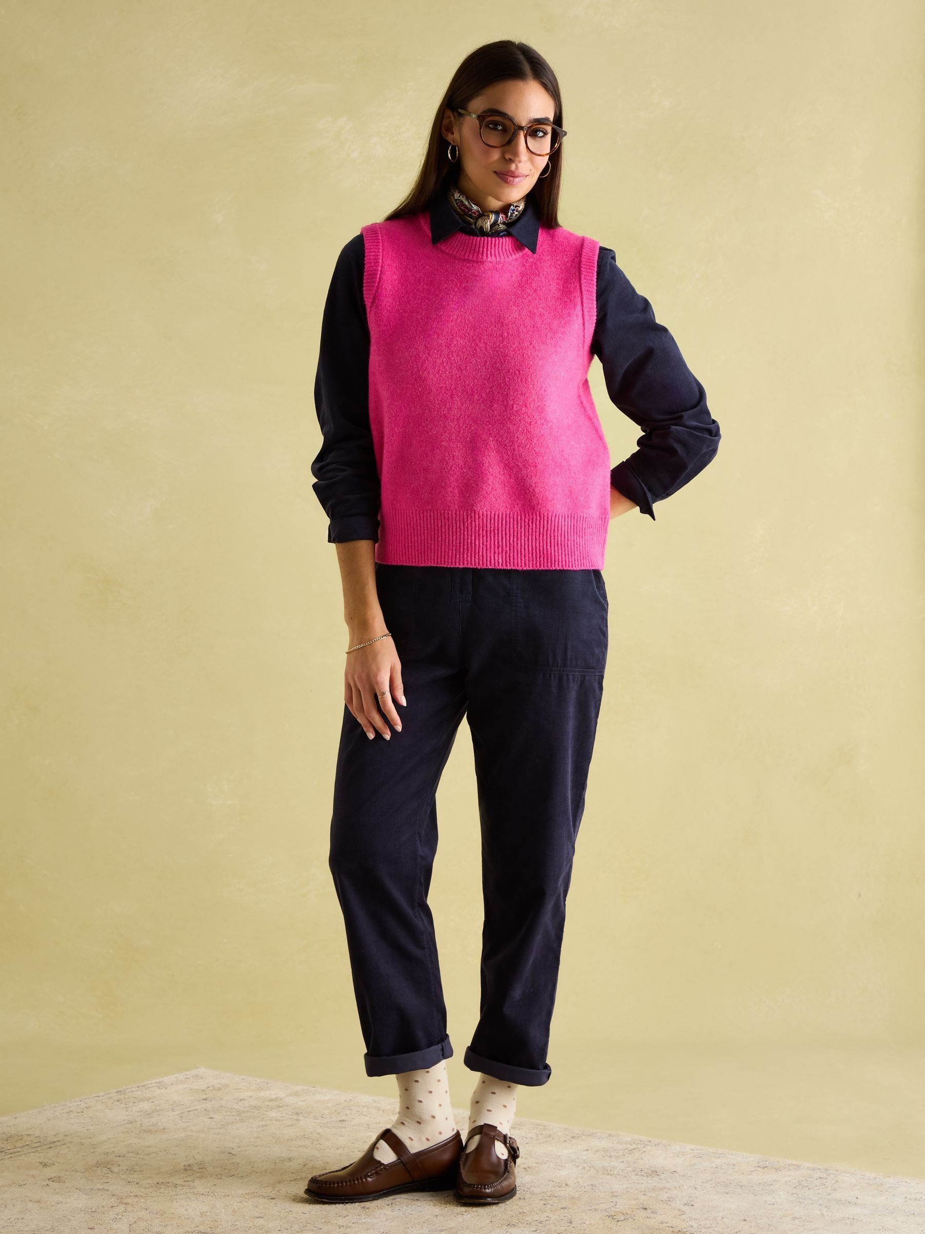 Holly Bright Pink Regular Fit Knitted Vest - Image 5 of 8