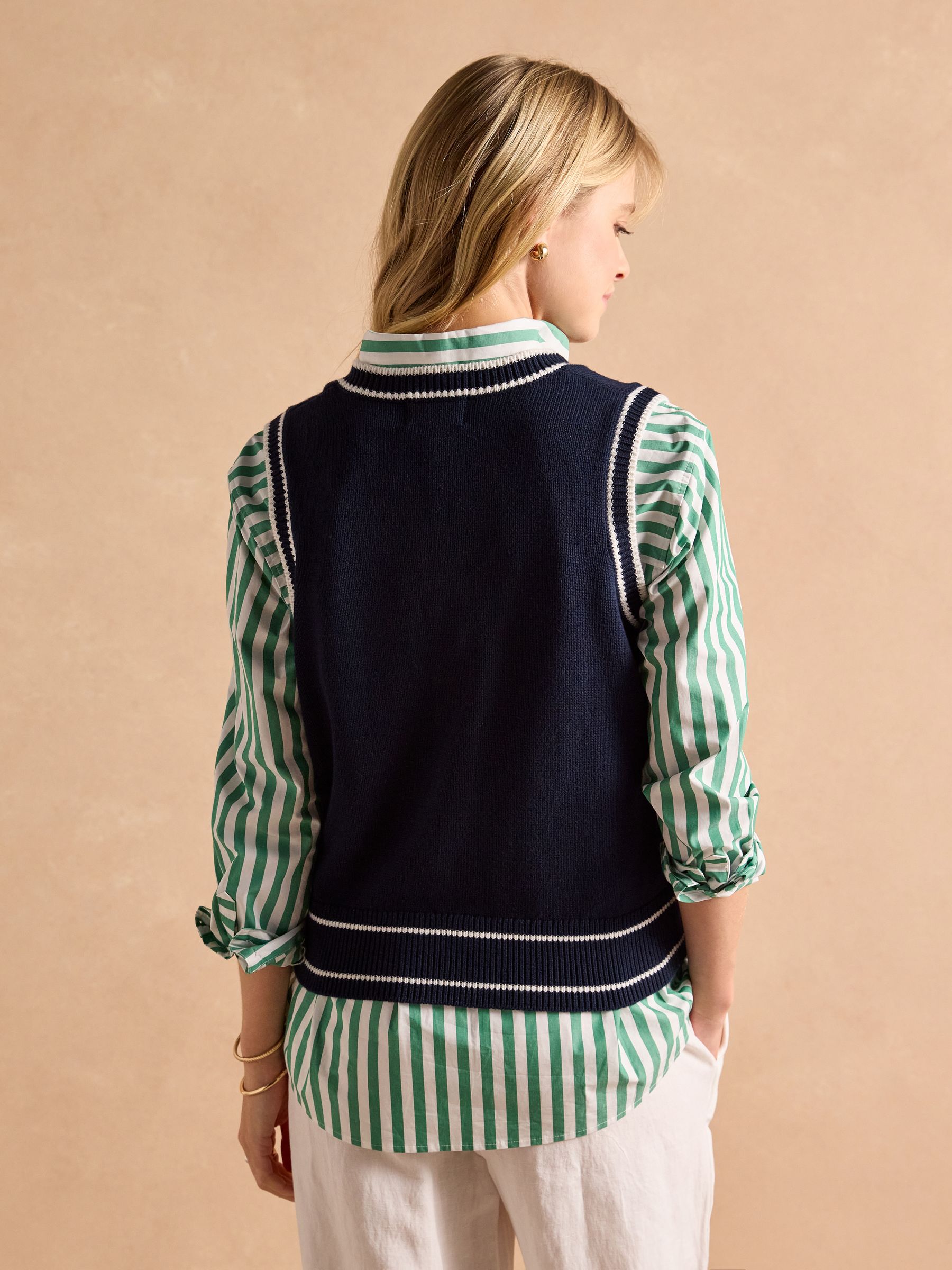 Jonty Navy Intarsia Fox Knitted Cotton Vest - Image 3 of 9