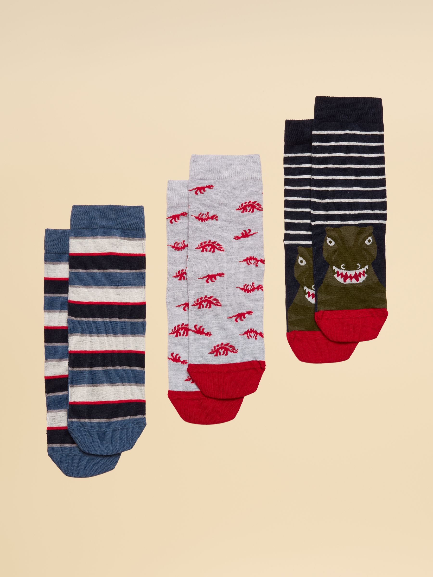 Kids' Neat Feet Navy/Red Socks 3 Pack - Image 1 of 3