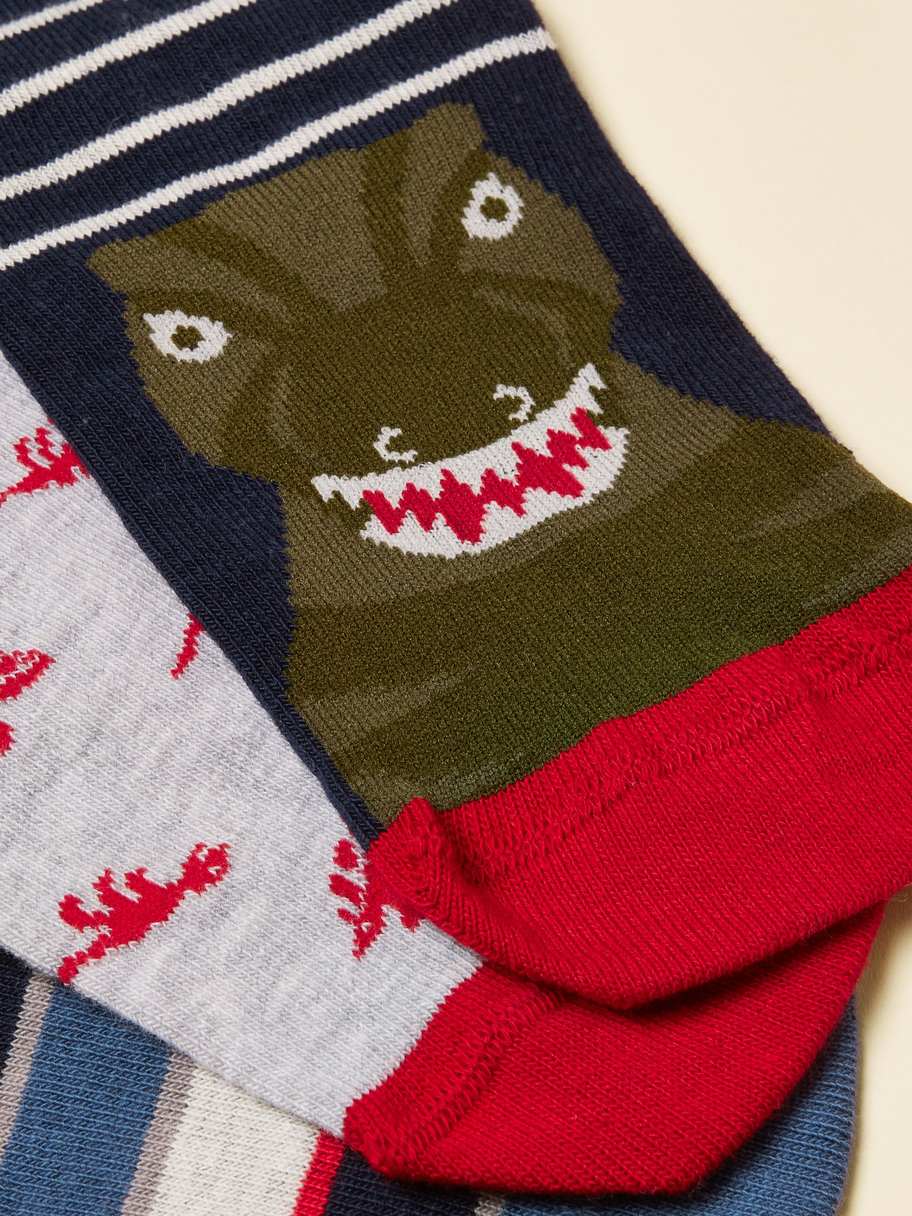 Kids' Neat Feet Navy/Red Socks 3 Pack - Image 2 of 3