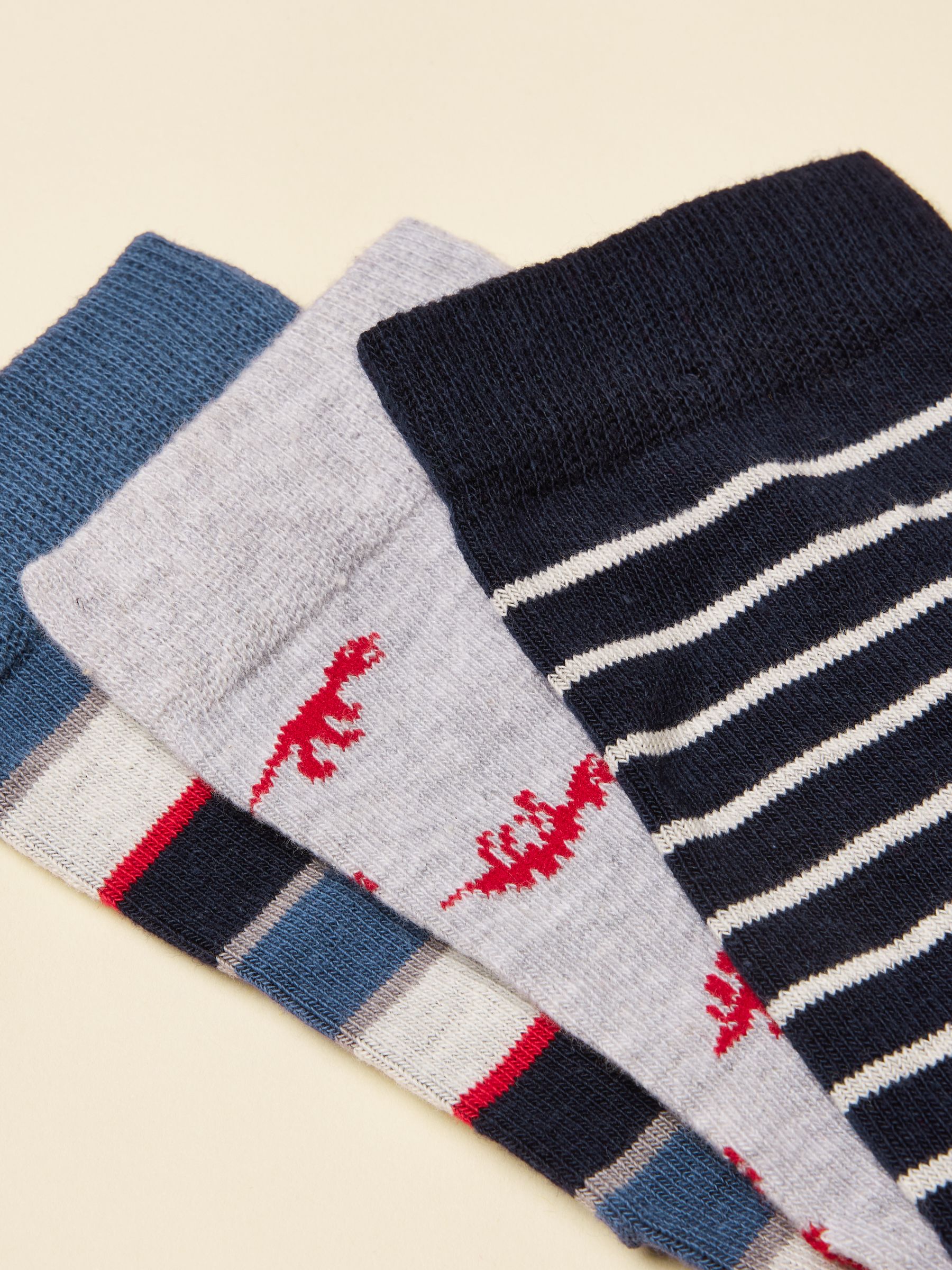 Kids' Neat Feet Navy/Red Socks 3 Pack - Image 3 of 3