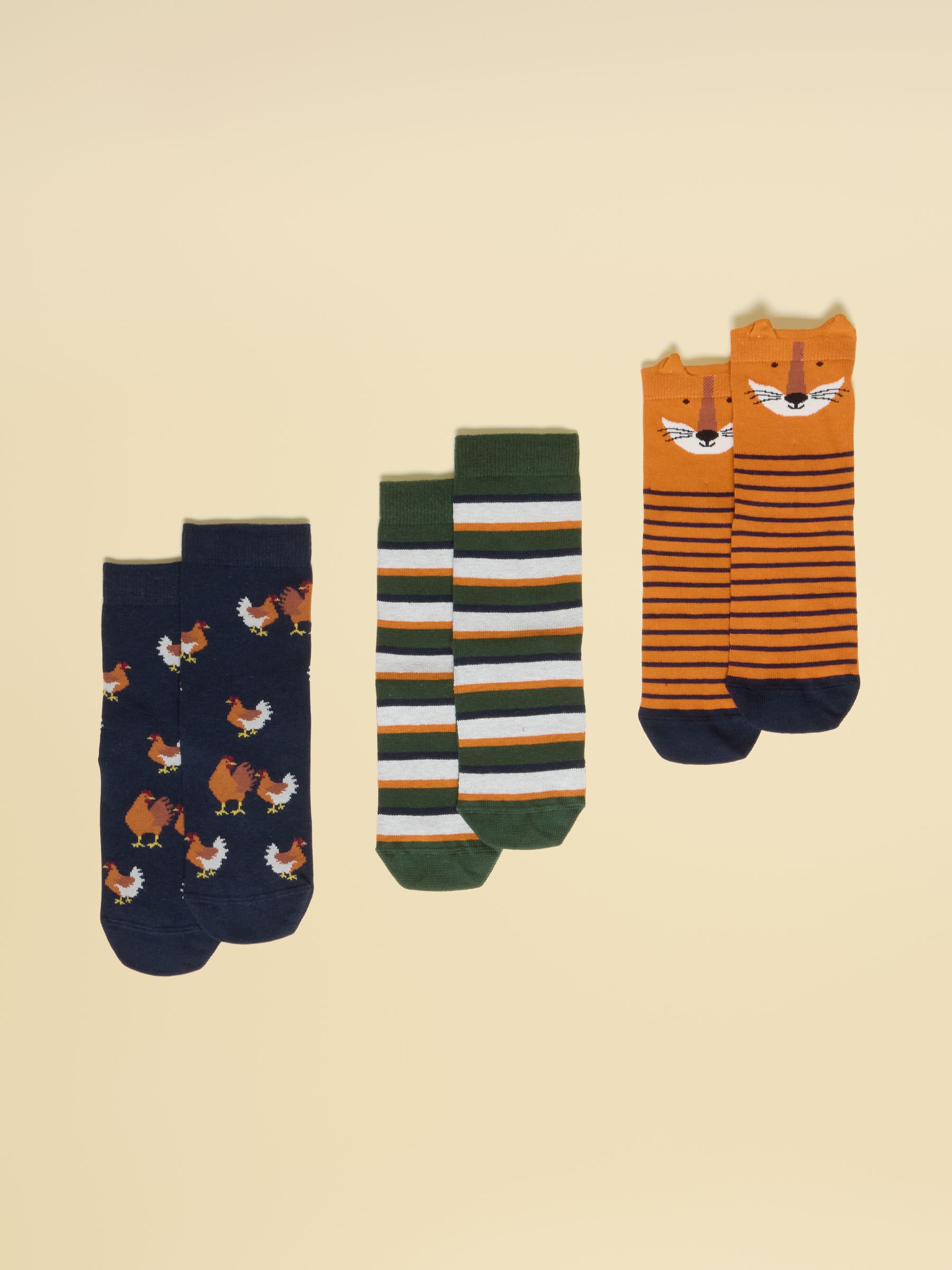Kids' Neat Feet Orange/Navy Socks 3 Pack - Image 1 of 3