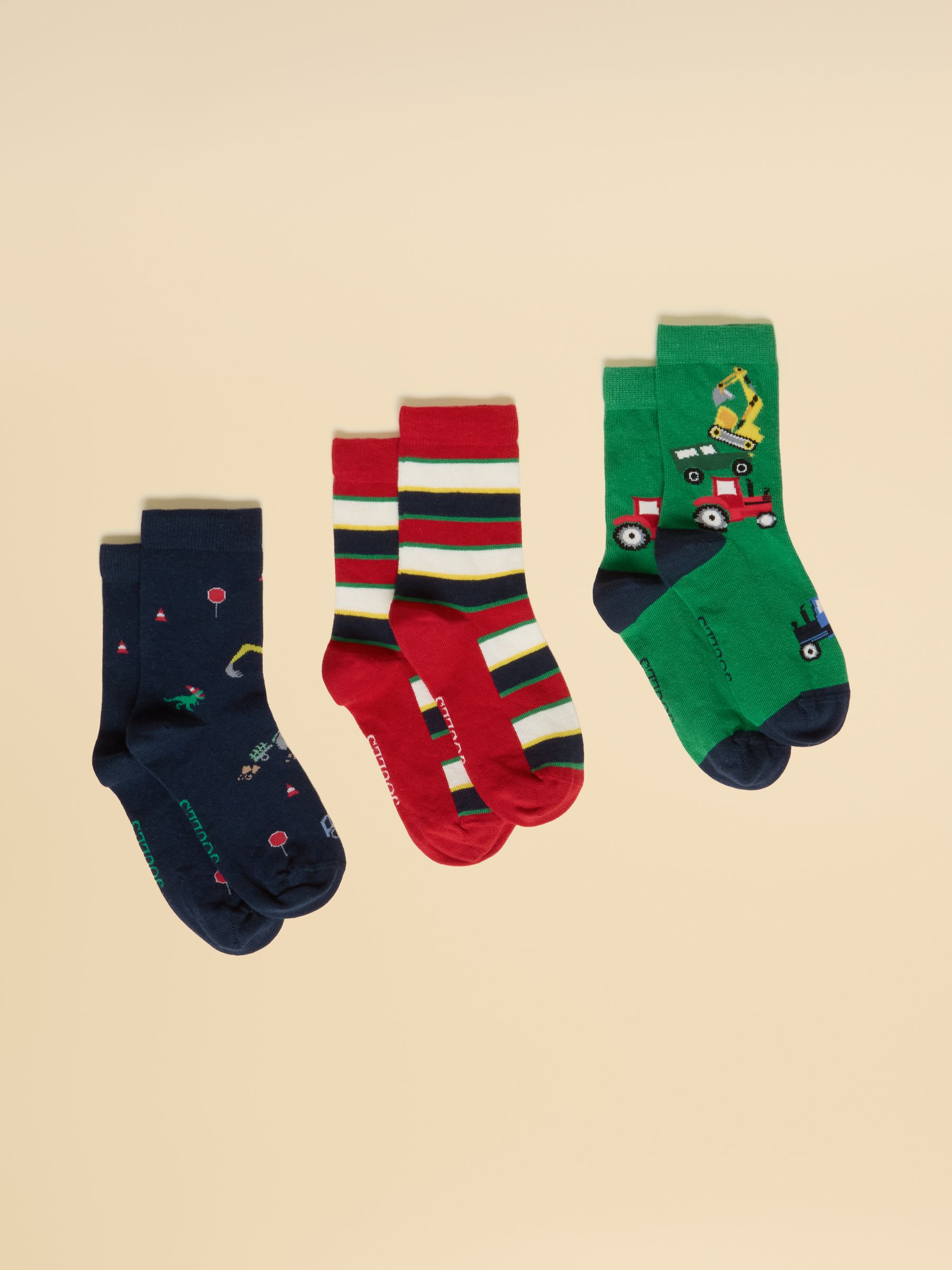 Kids' Neat Feet Green/Navy Socks 3 Pack - Image 1 of 3