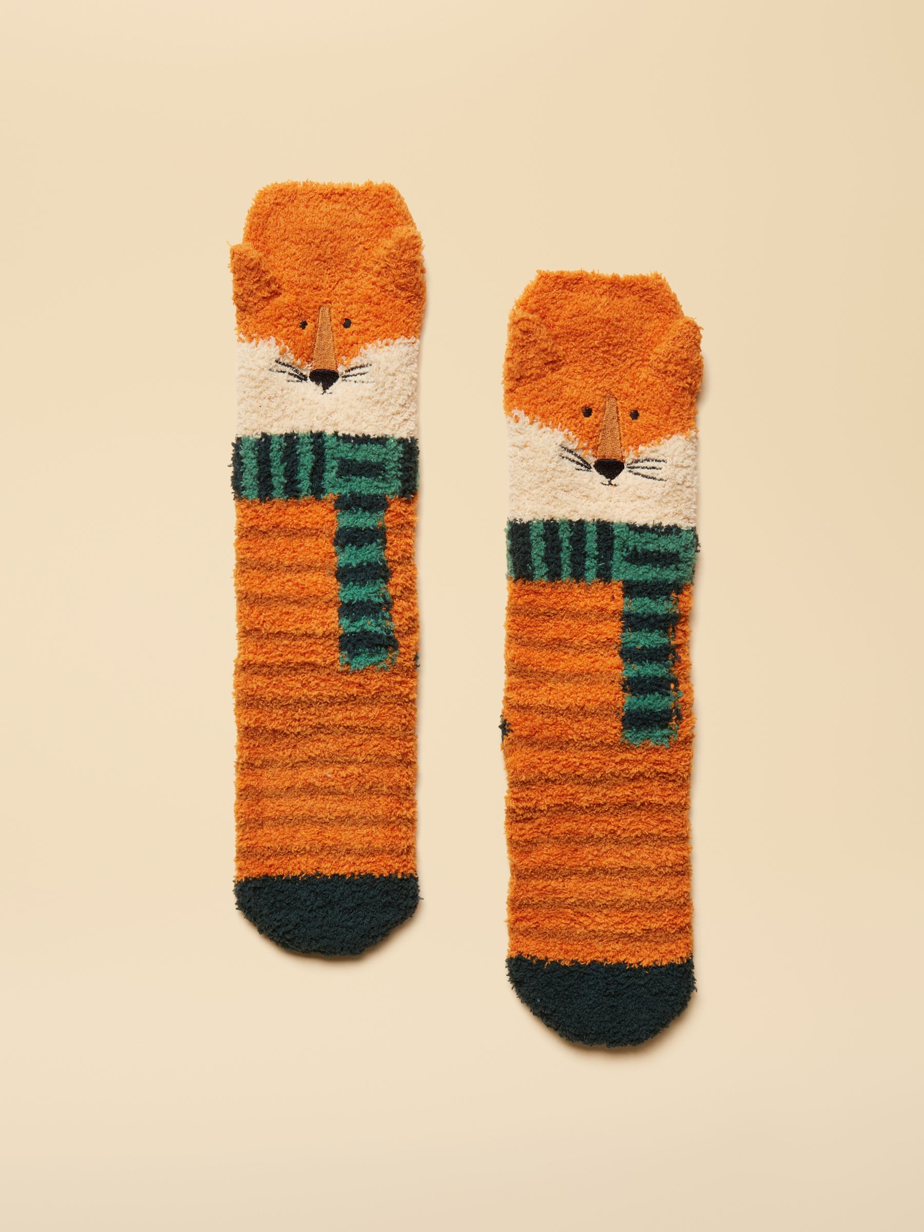Kids' Fluffy Orange Fox Socks - Image 1 of 3